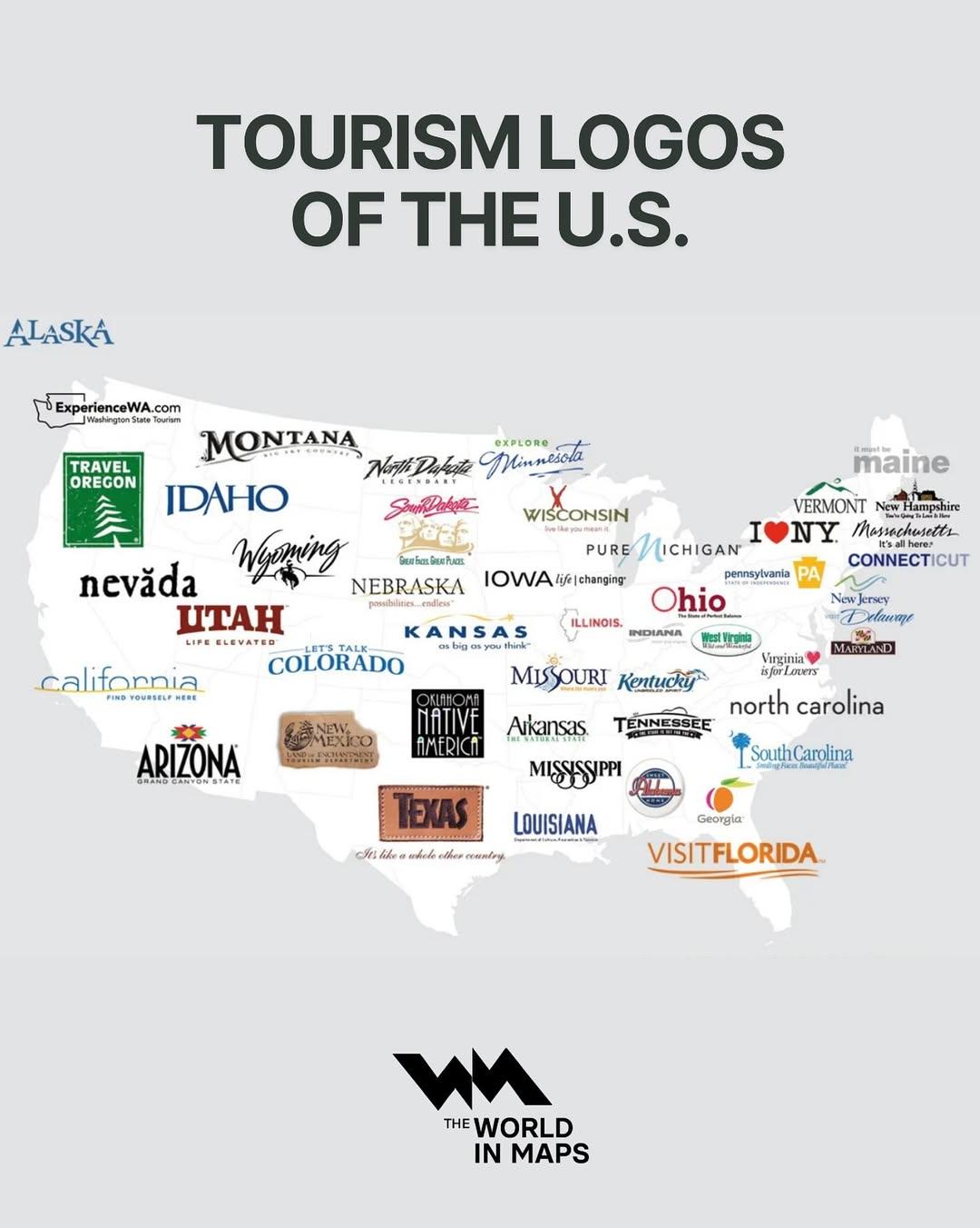 Tourism Logos of the US Map Tourism Logos of the US Map