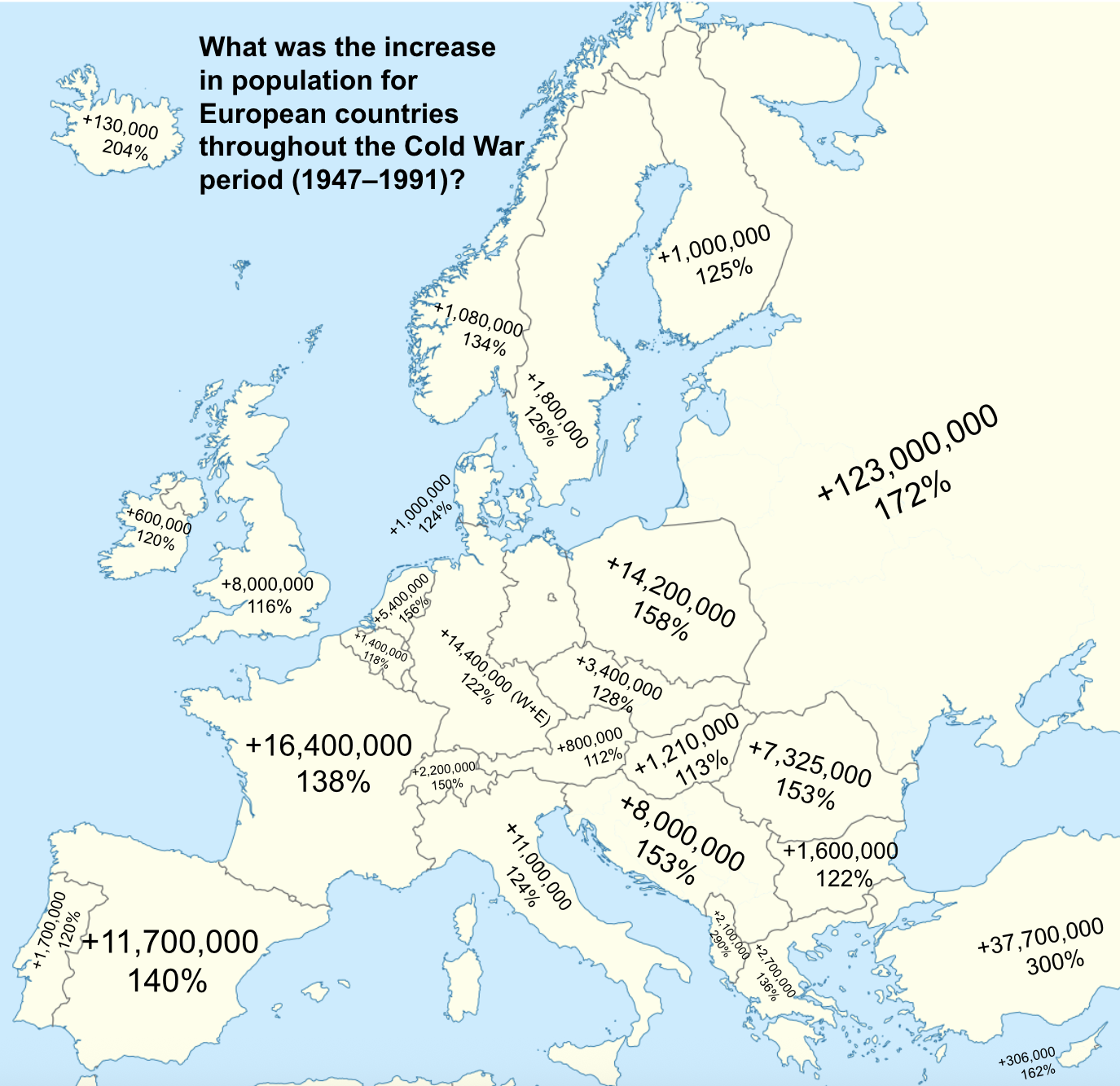 European Population Growth Map During Cold War European Population Growth Map During Cold War