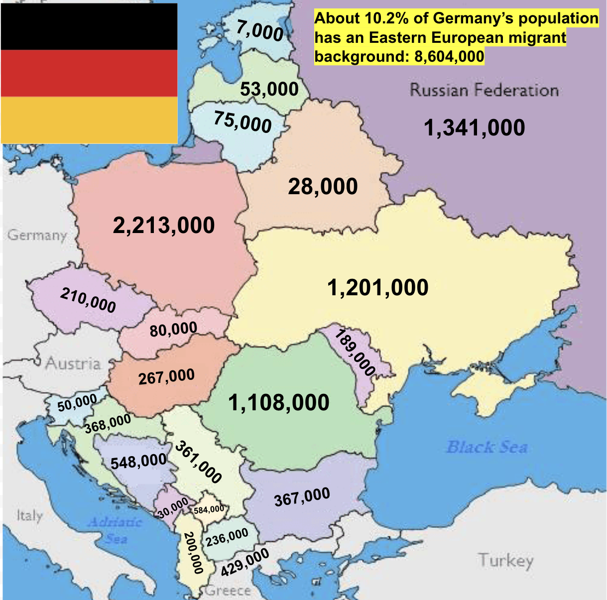 Eastern European Migrant Background in Germany Map Eastern European Migrant Background in Germany Map
