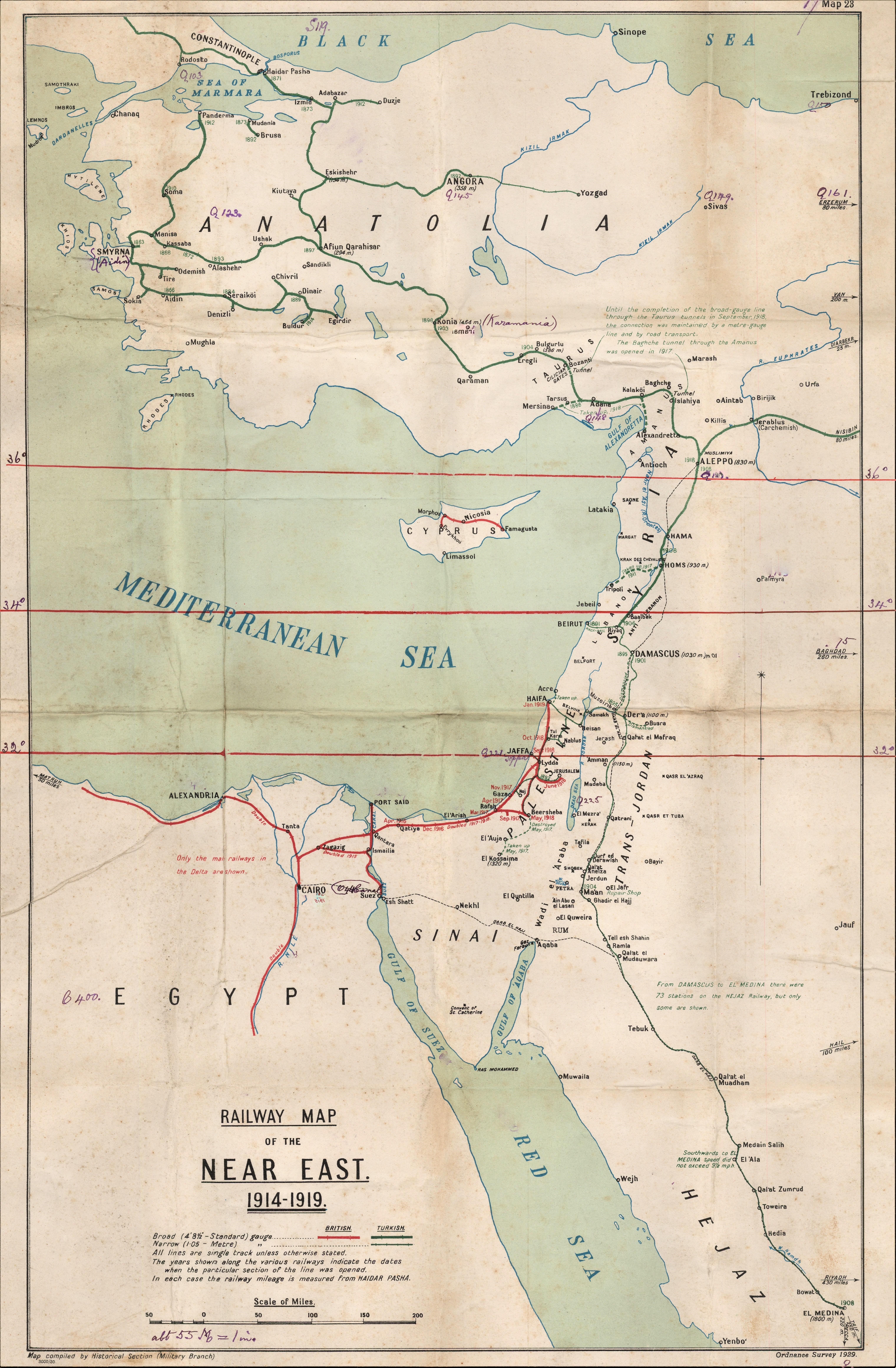Railway Map of the Near East 1914-1919 Railway Map of the Near East 1914-1919