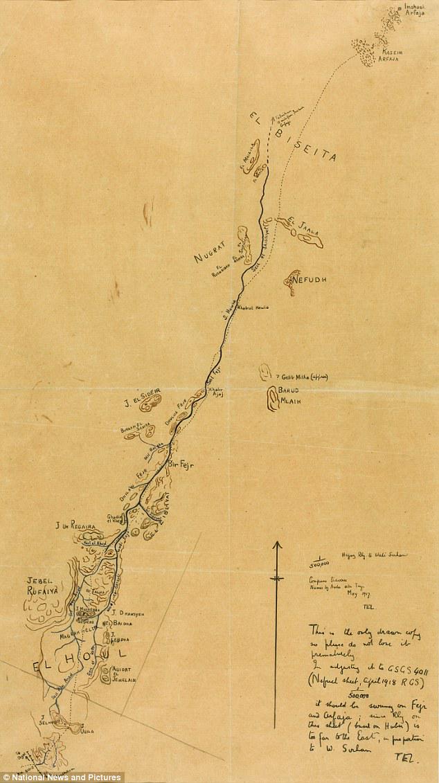Map of Colonel TE Lawrence's Route in Hejaz Map of Colonel TE Lawrence's Route in Hejaz