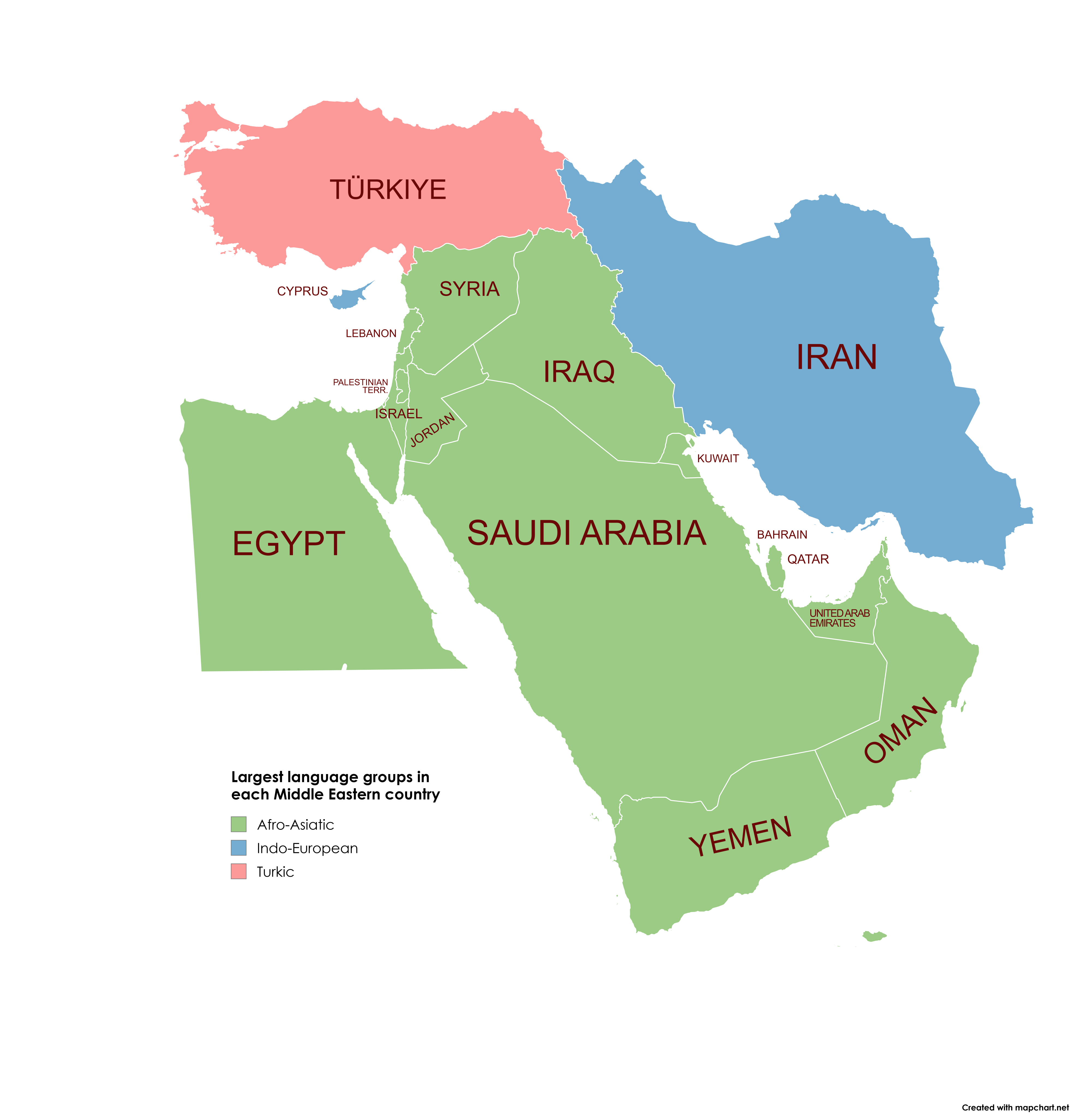 Largest Language Groups in Middle Eastern Countries Map Largest Language Groups in Middle Eastern Countries Map
