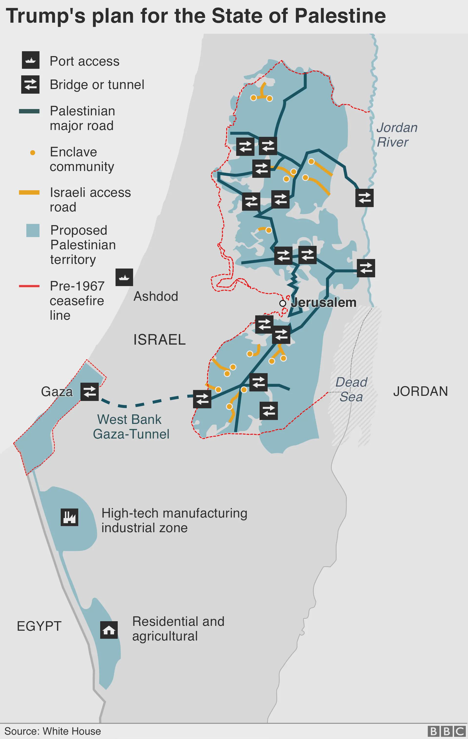 Trump's Plan for the State of Palestine Map Trump's Plan for the State of Palestine Map