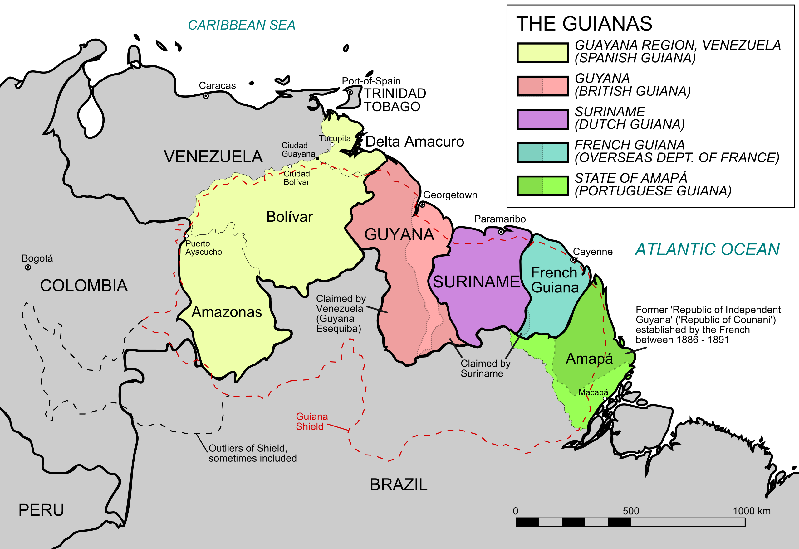 Geography Map of the Five Guianas Geography Map of the Five Guianas