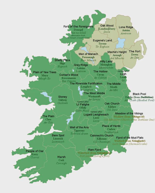 Map of 32 Counties of Ireland with English Translations Map of 32 Counties of Ireland with English Translations