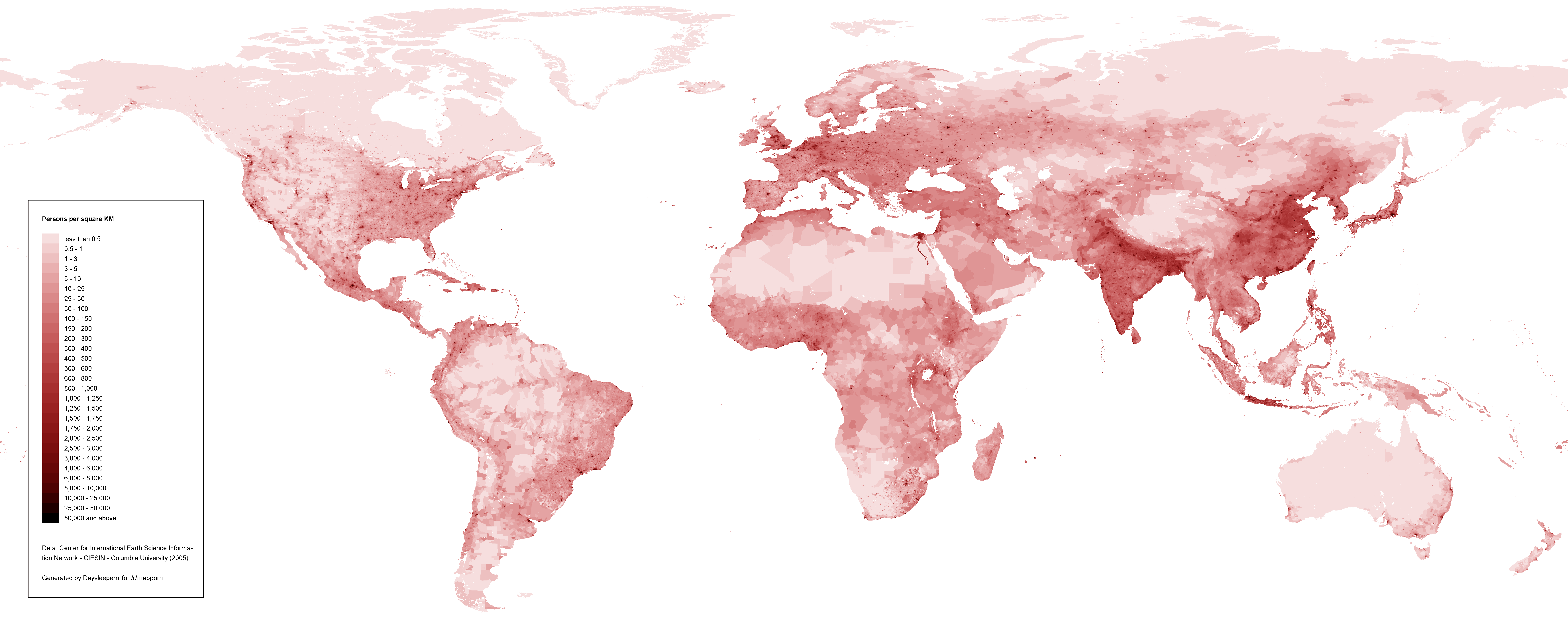 Population Density Map of the World Population Density Map of the World