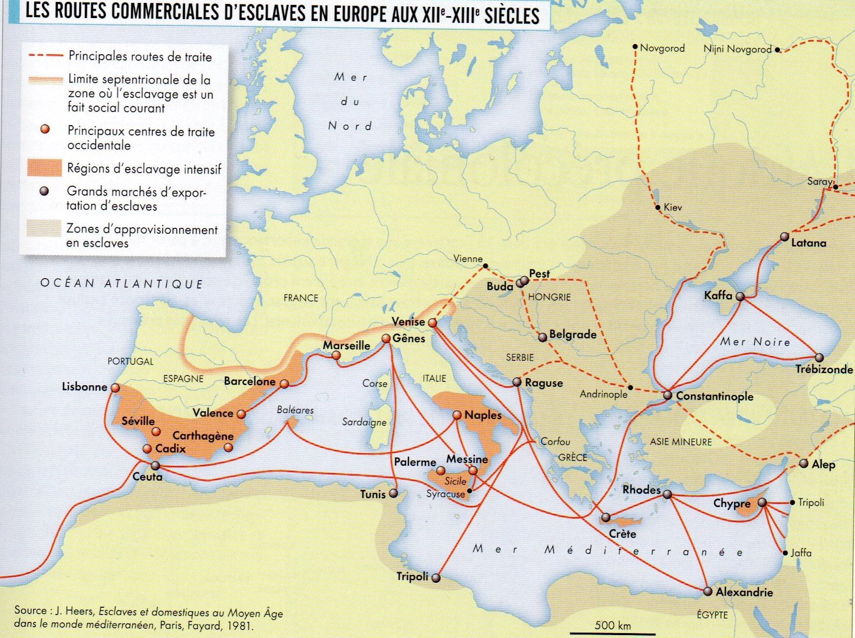 Map of the Slavic Slave Trade in Europe Map of the Slavic Slave Trade in Europe