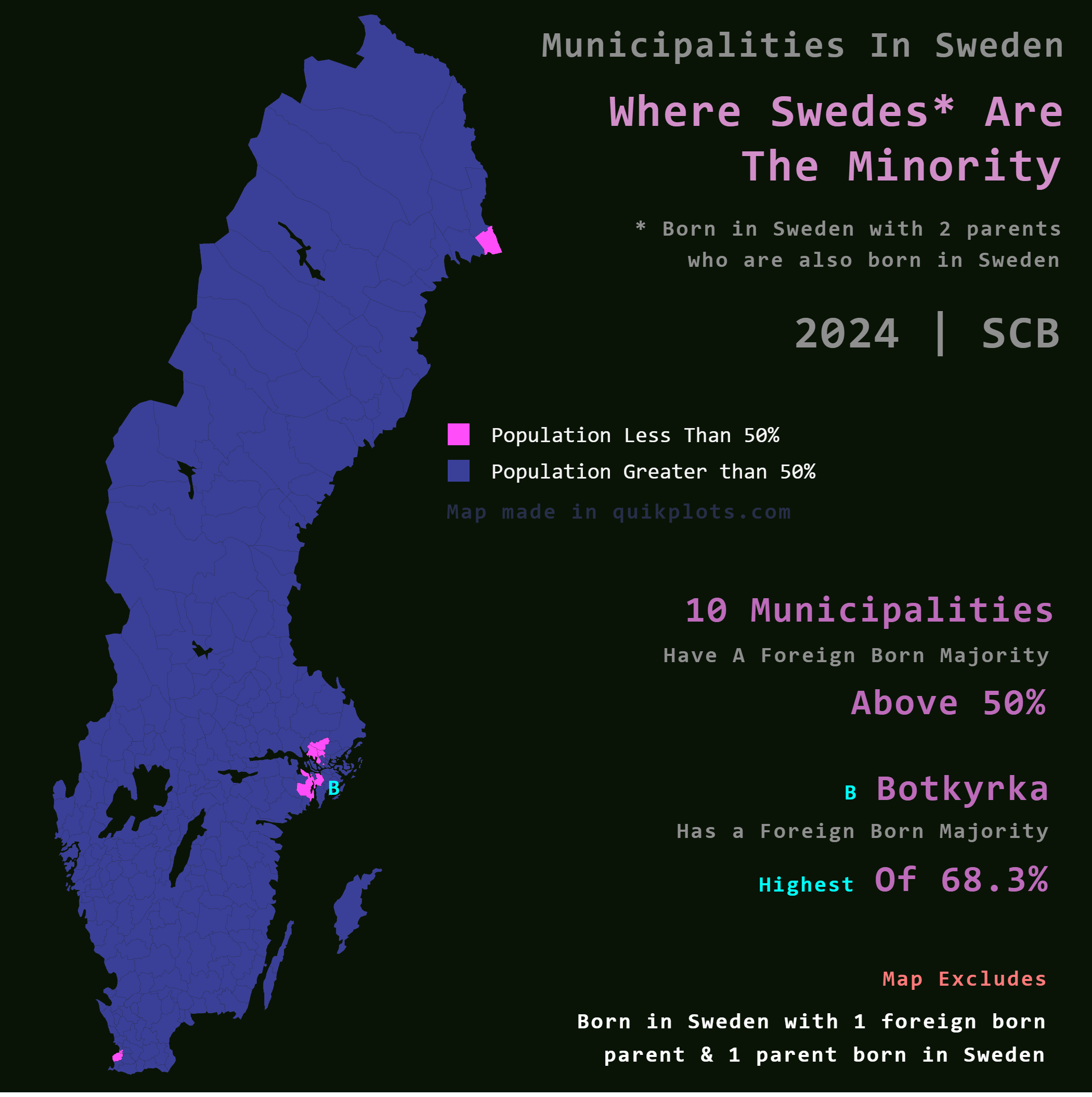 Map of Municipalities with Foreign Majority in Sweden Map of Municipalities with Foreign Majority in Sweden