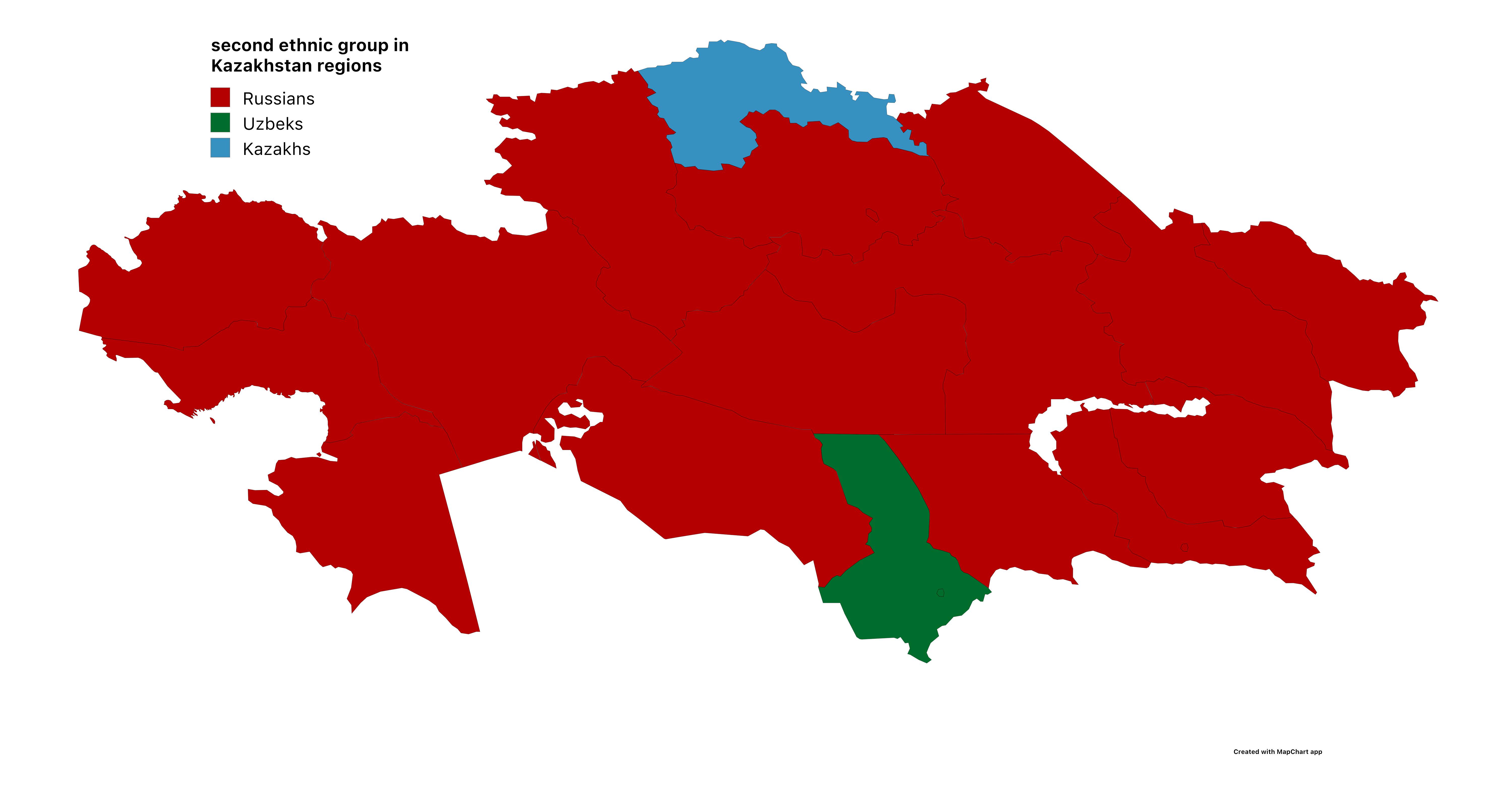Second Largest Ethnic Group in Kazakhstan Map Second Largest Ethnic Group in Kazakhstan Map