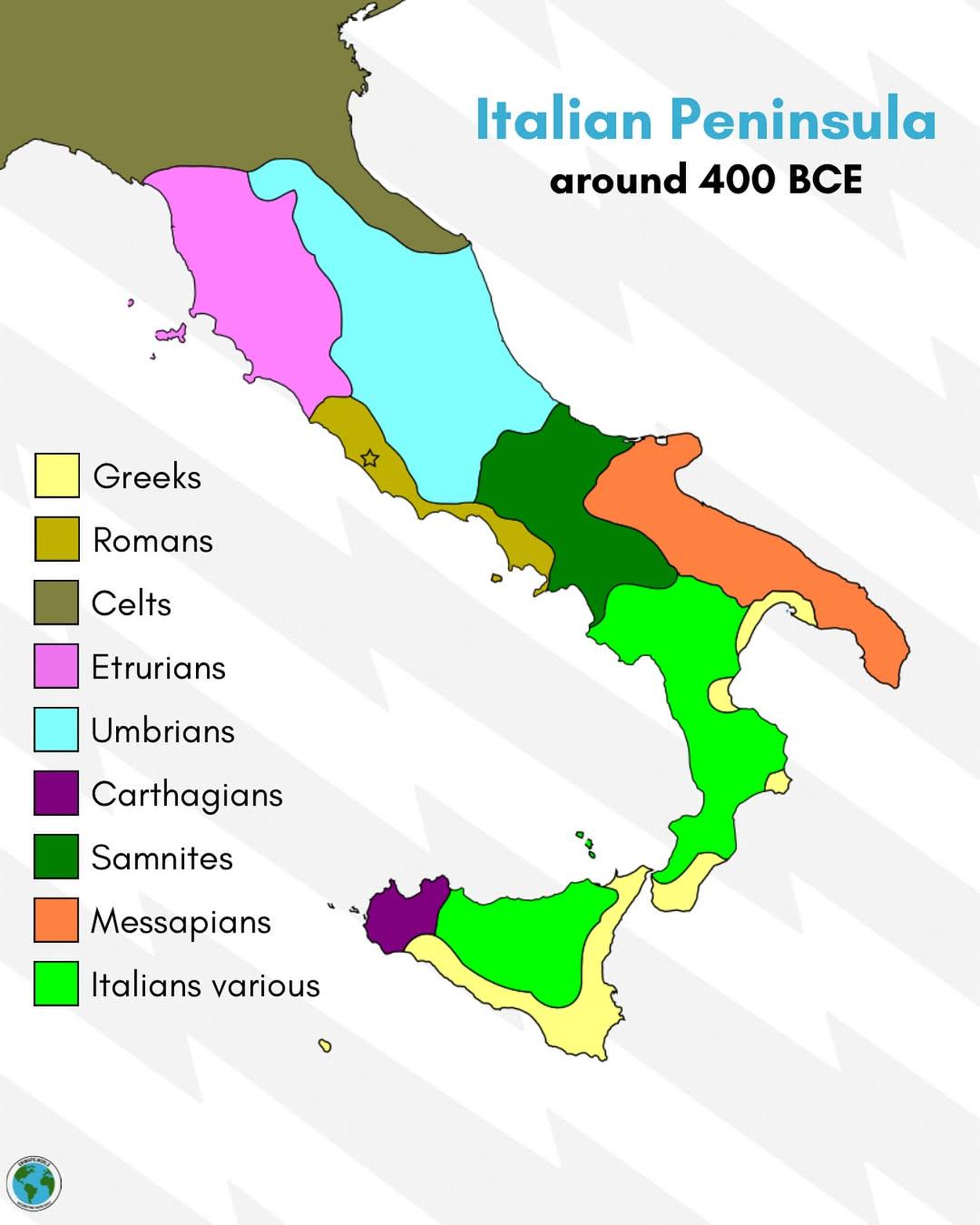 Italian Peninsula Geography Map 400 BCE Italian Peninsula Geography Map 400 BCE