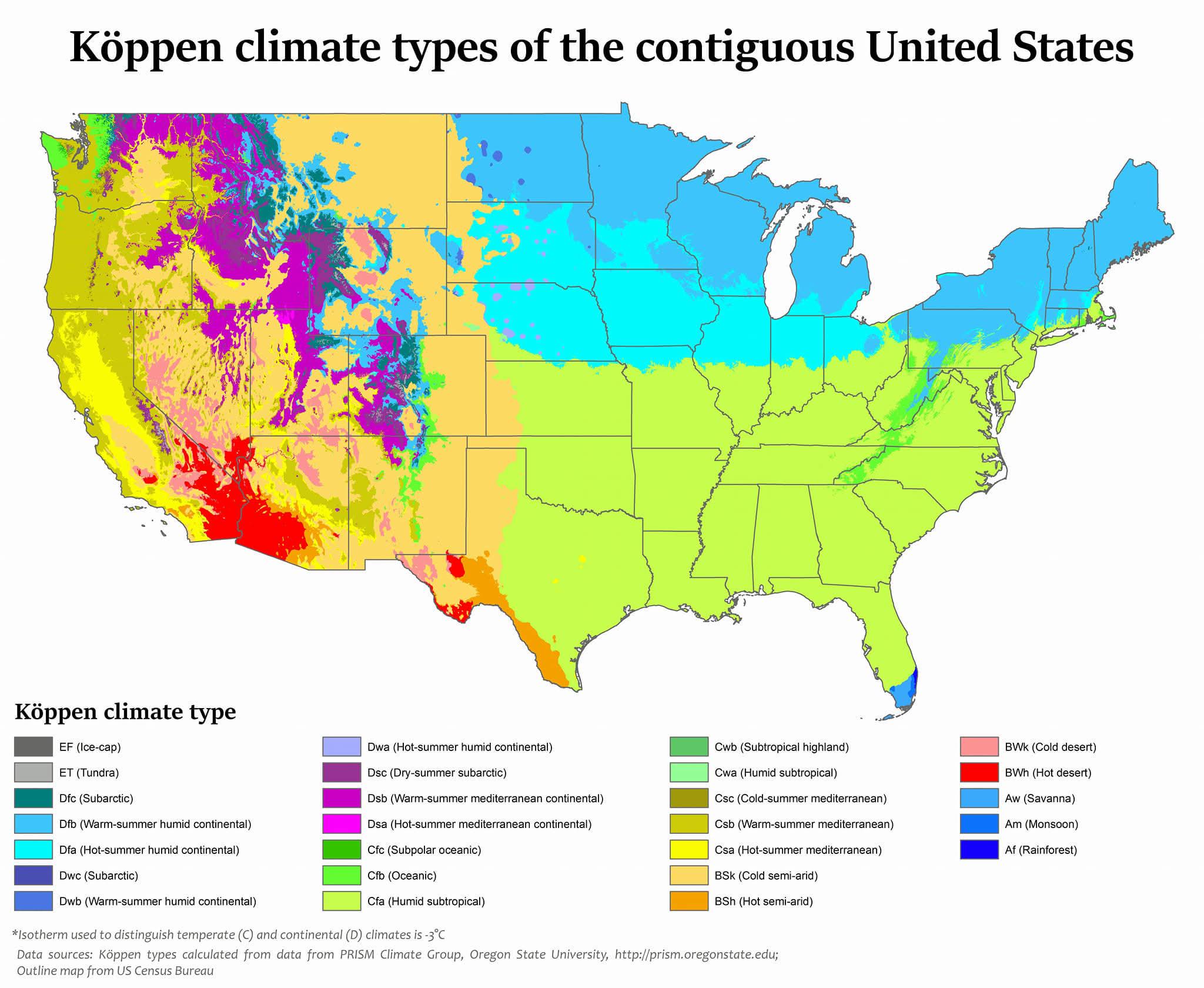 KΓΆppen Climate Types Map of the USA KΓΆppen Climate Types Map of the USA