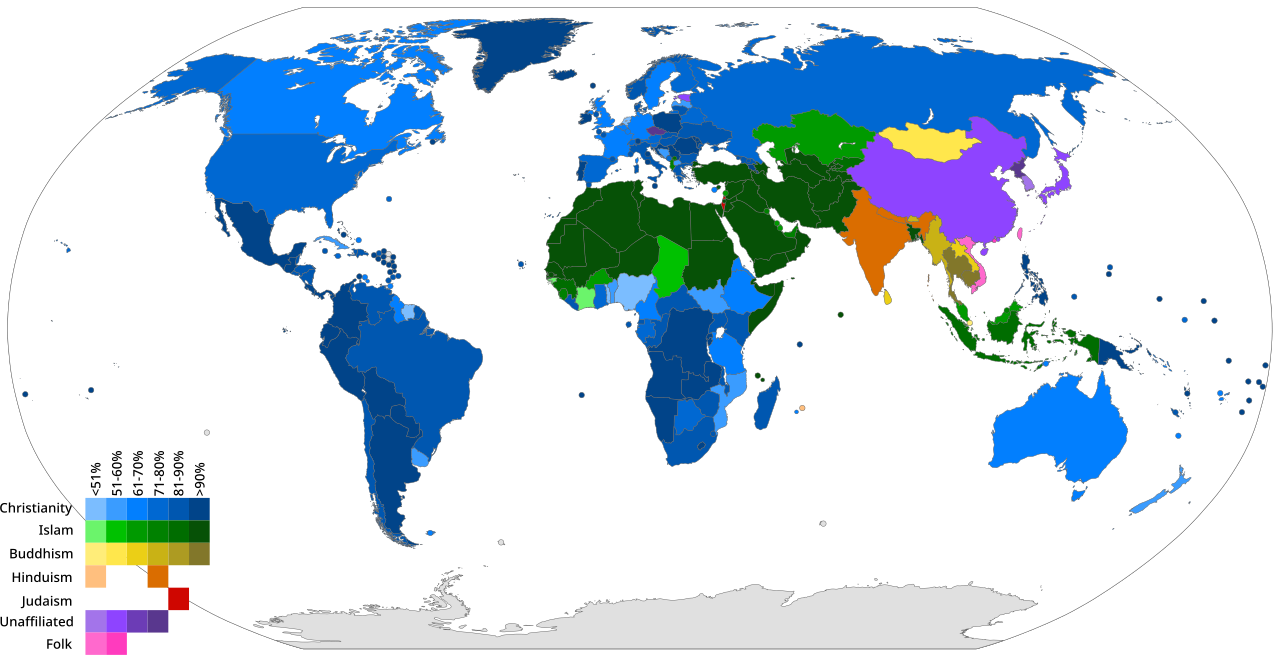 Major Religions by Country Map Major Religions by Country Map
