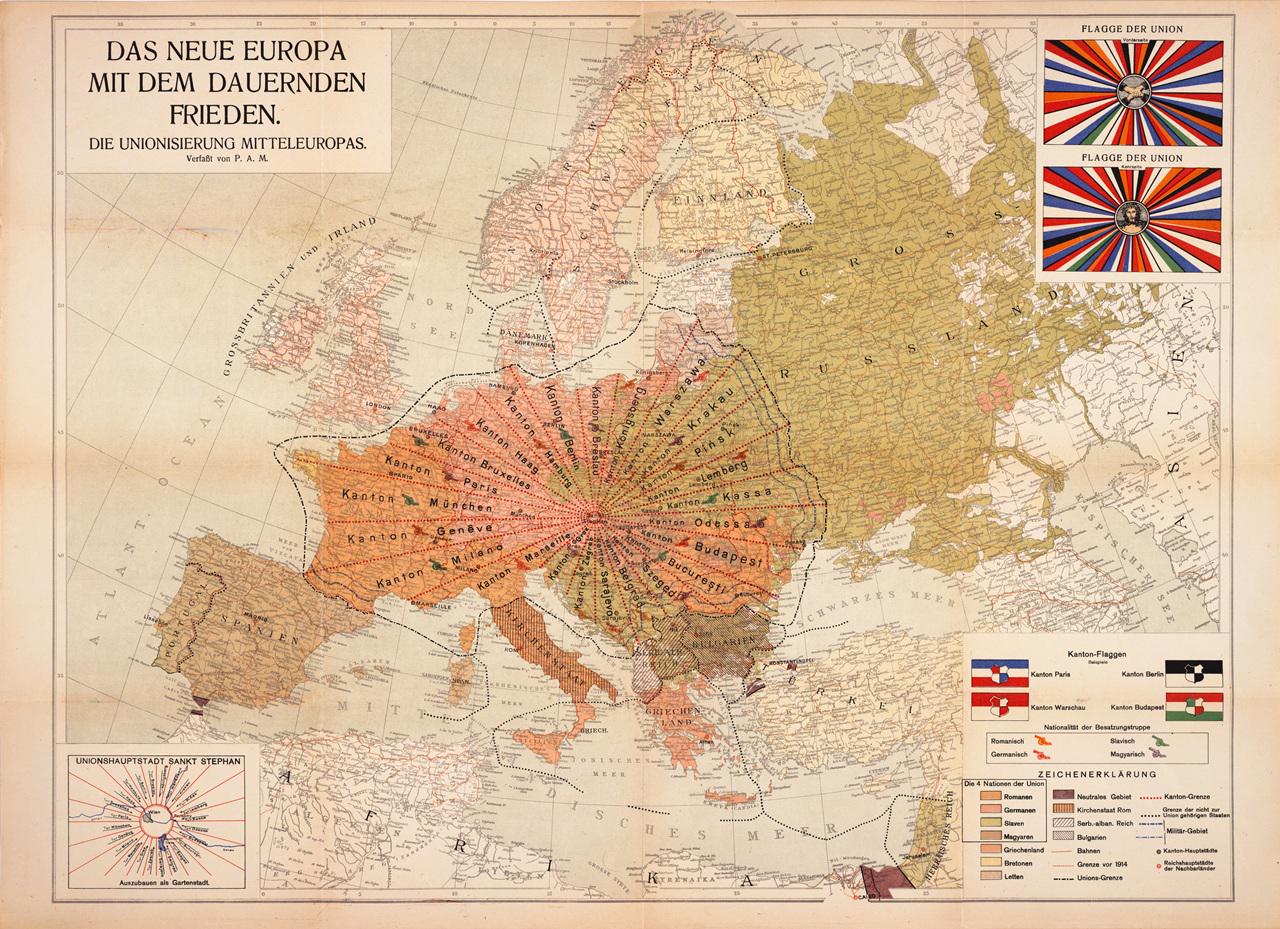 1920 Central Europe Utopian Cantons Map 1920 Central Europe Utopian Cantons Map