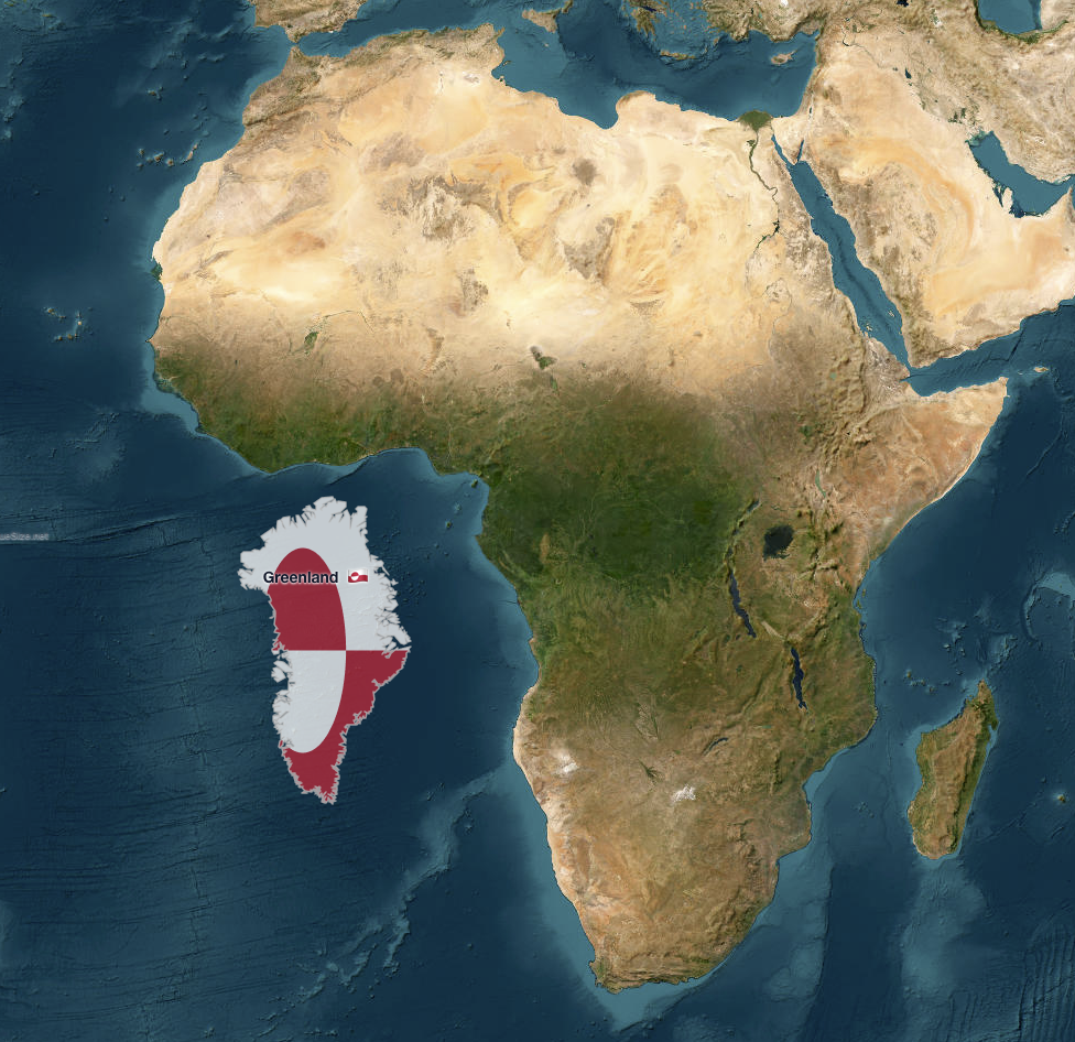 Greenland vs. Africa Size Comparison Map Greenland vs. Africa Size Comparison Map