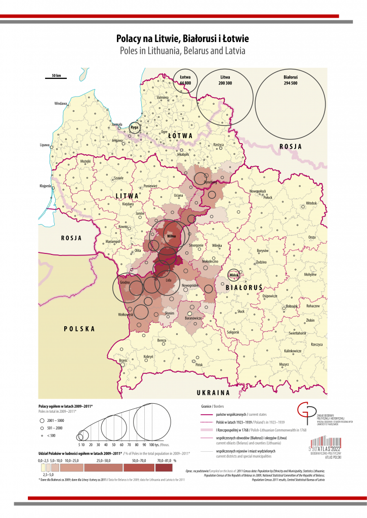 Map of Polish Population in Lithuania, Belarus, and Latvia