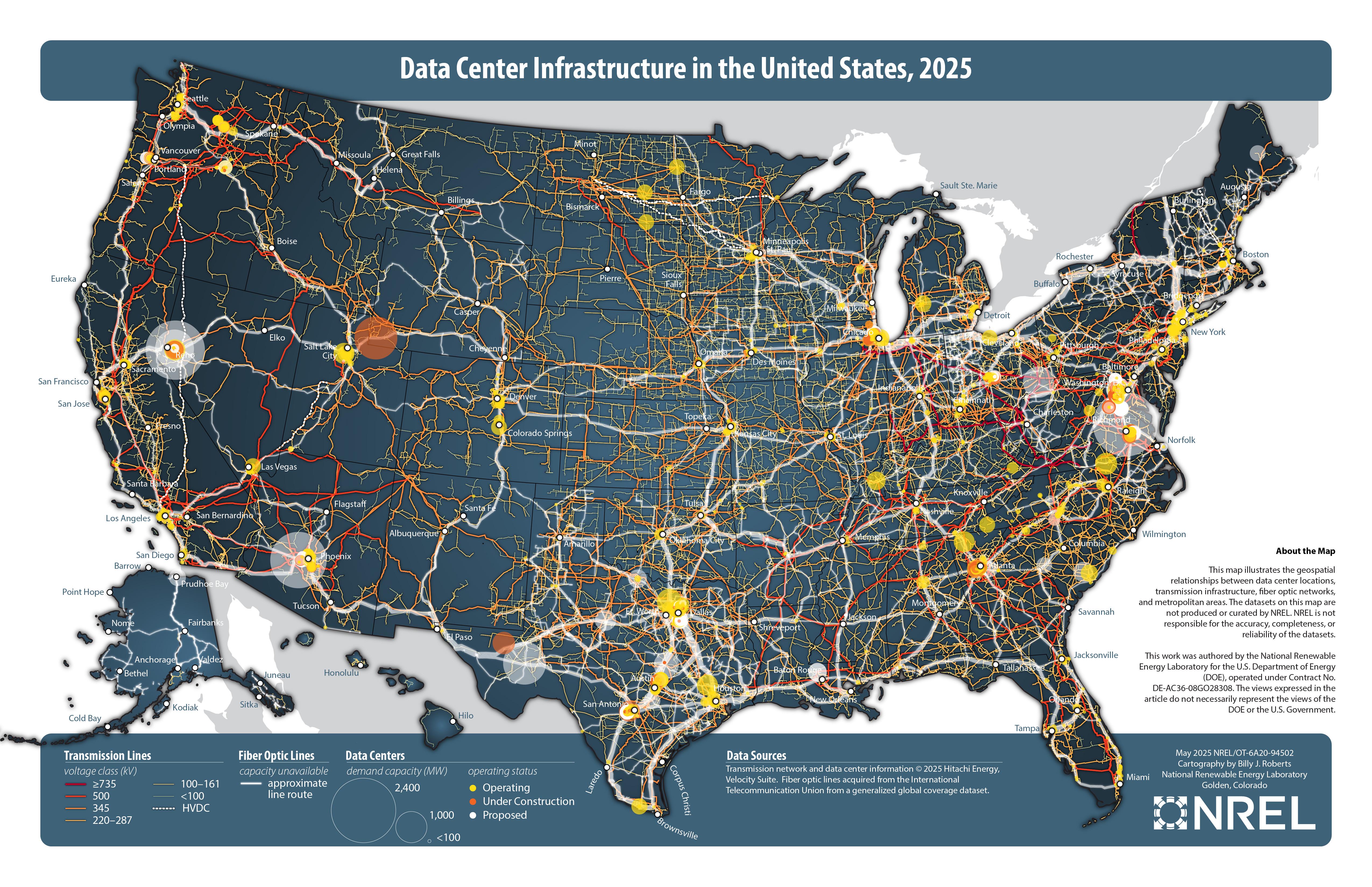 Data Center Infrastructure in the United States Map Data Center Infrastructure in the United States Map