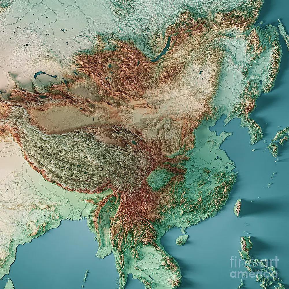 Topographic Map of East Asia Topographic Map of East Asia