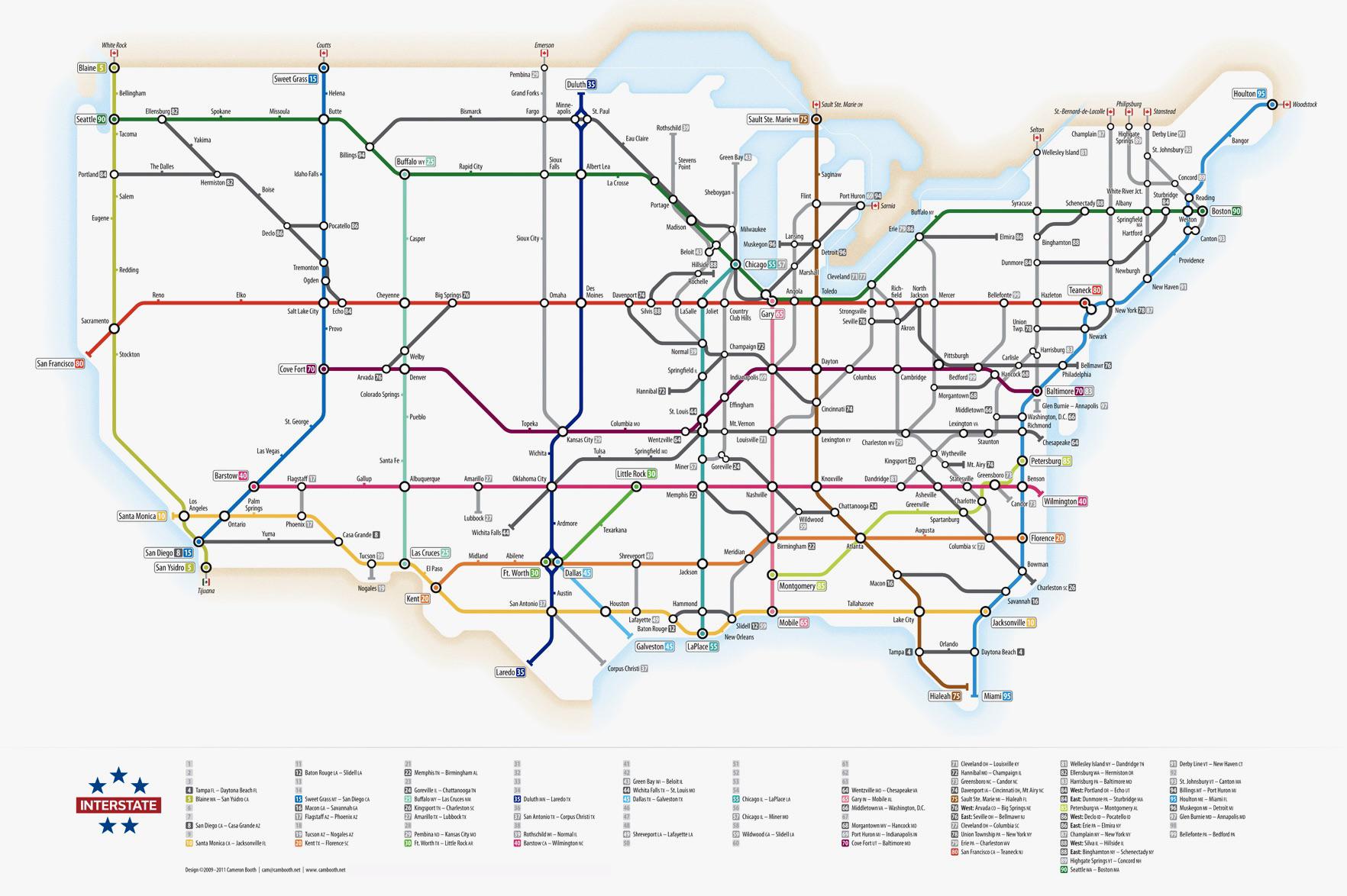 US Interstate Highway System Transit Map US Interstate Highway System Transit Map