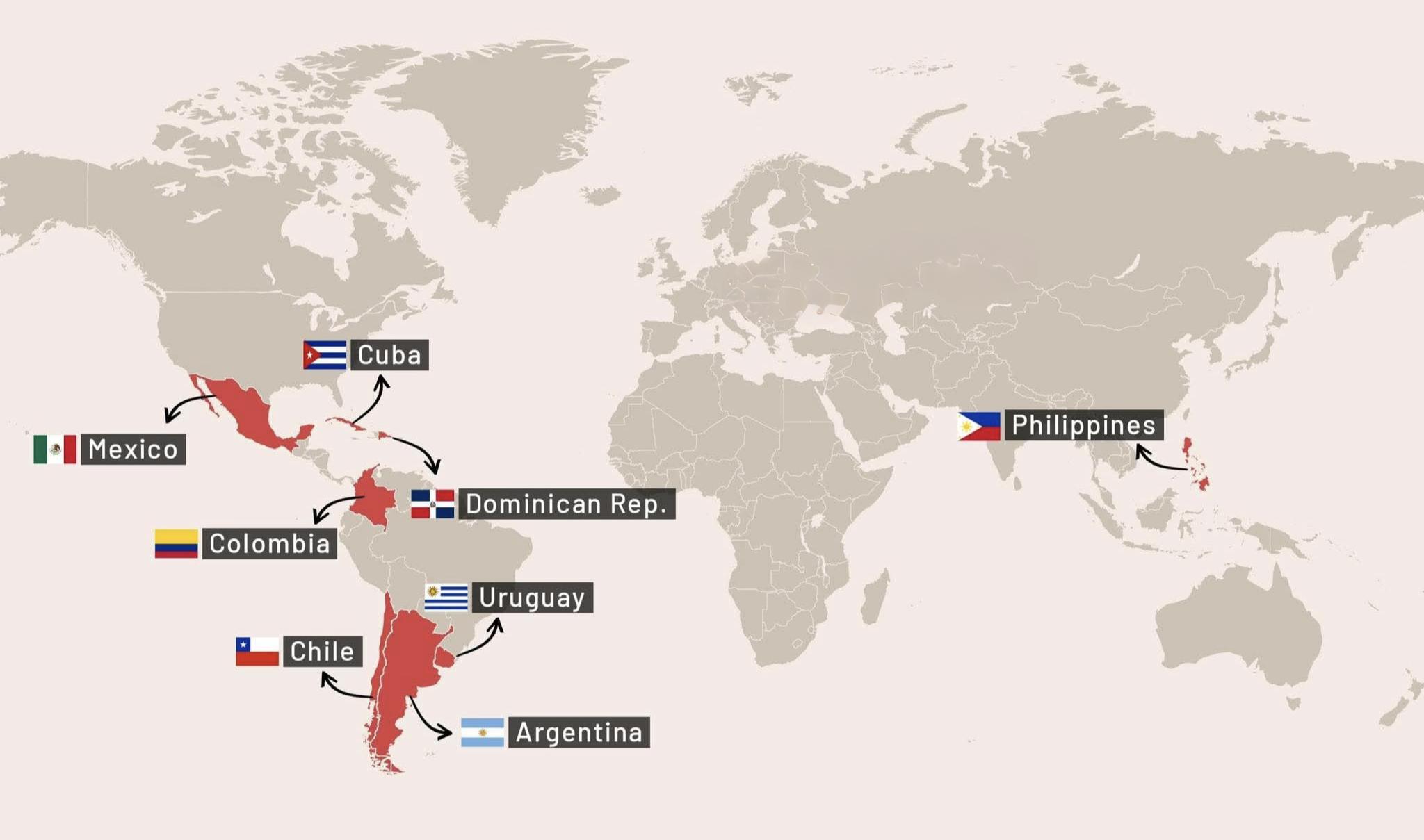 Countries Using Peso as Currency Map Countries Using Peso as Currency Map