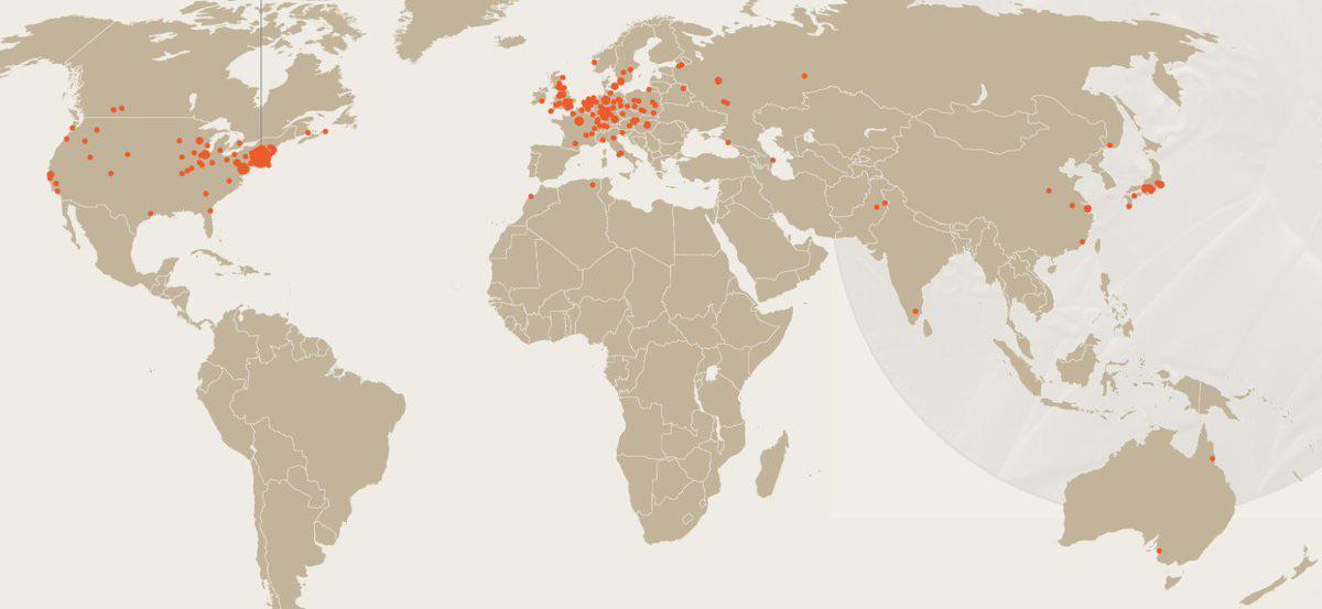 Map of Birthplaces of Nobel Physics Winners Map of Birthplaces of Nobel Physics Winners