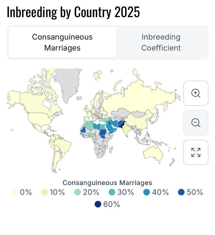 Inbreeding by Country 2025 Map Inbreeding by Country 2025 Map
