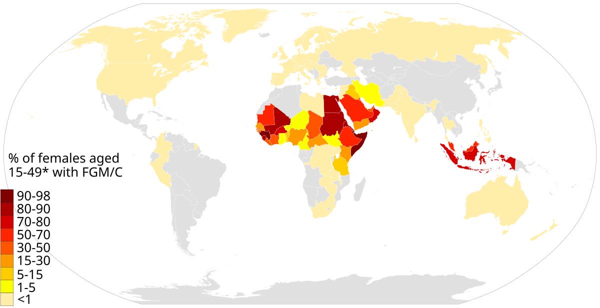 Female Genital Mutilation Prevalence Map