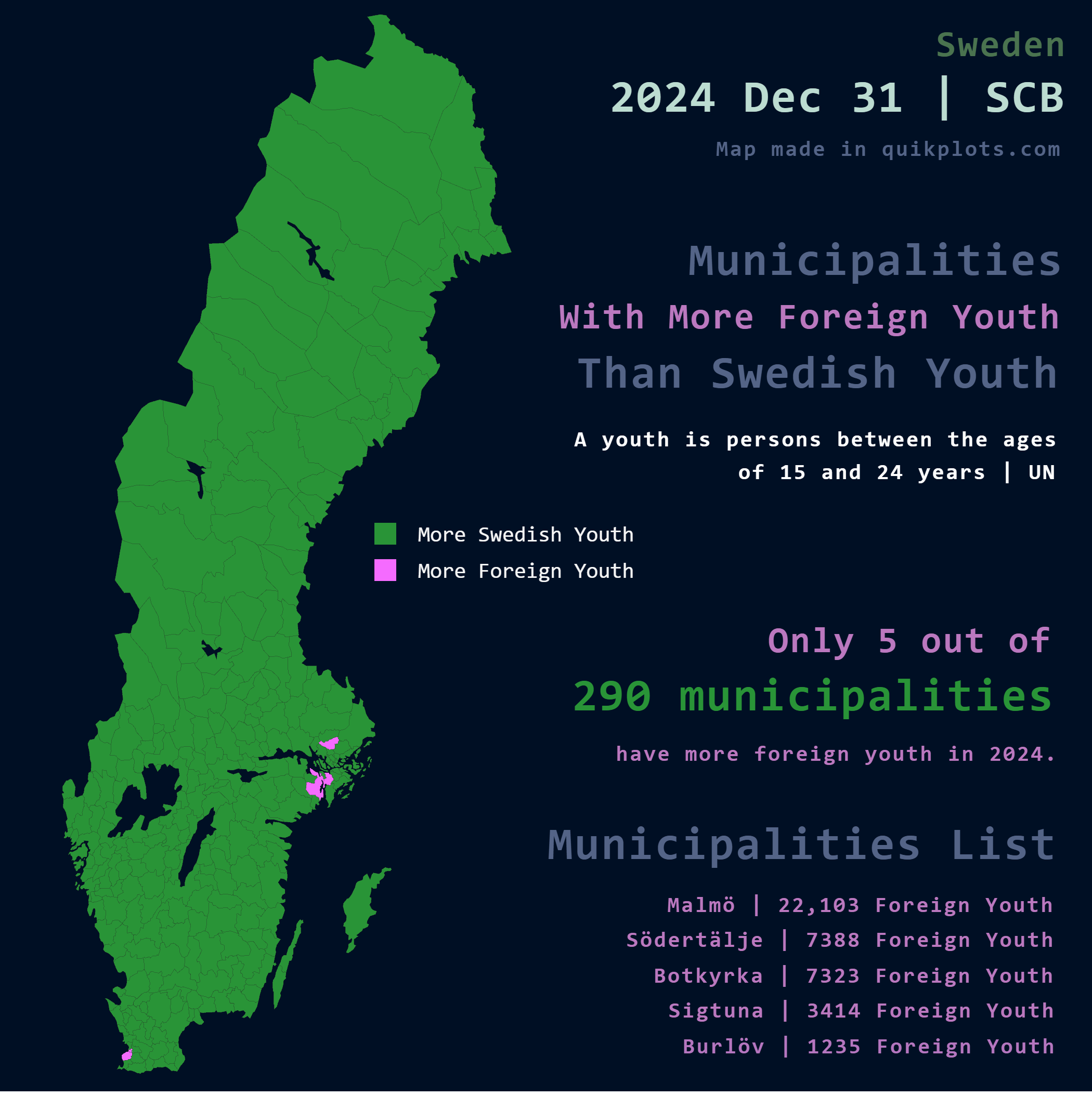 Map of Foreign Youth Population in Sweden Map of Foreign Youth Population in Sweden