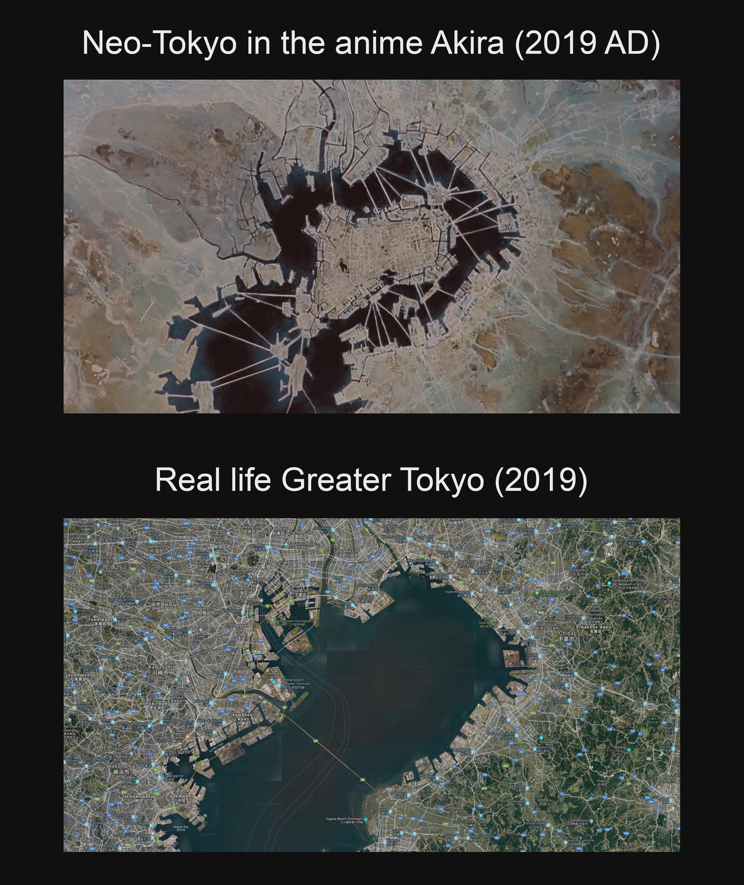 Neo-Tokyo Artificial Islands Map Compared to Tokyo Bay Neo-Tokyo Artificial Islands Map Compared to Tokyo Bay