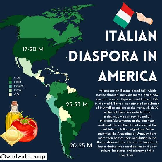 Italian Diaspora in the Americas Map Italian Diaspora in the Americas Map
