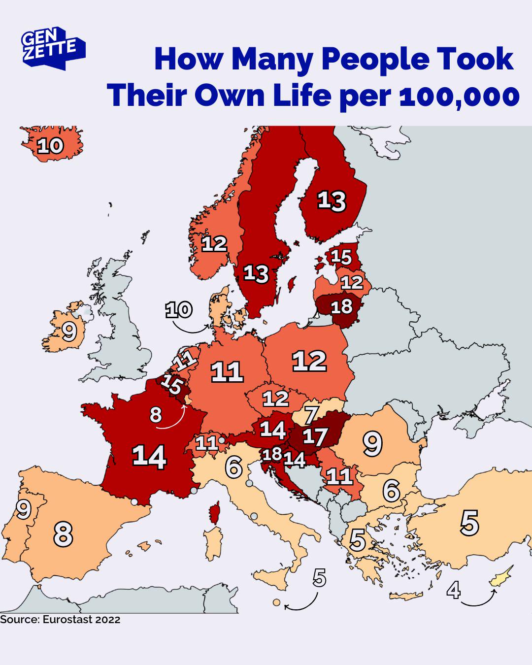 Suicide Rate Map 2022 Per 100,000 People
