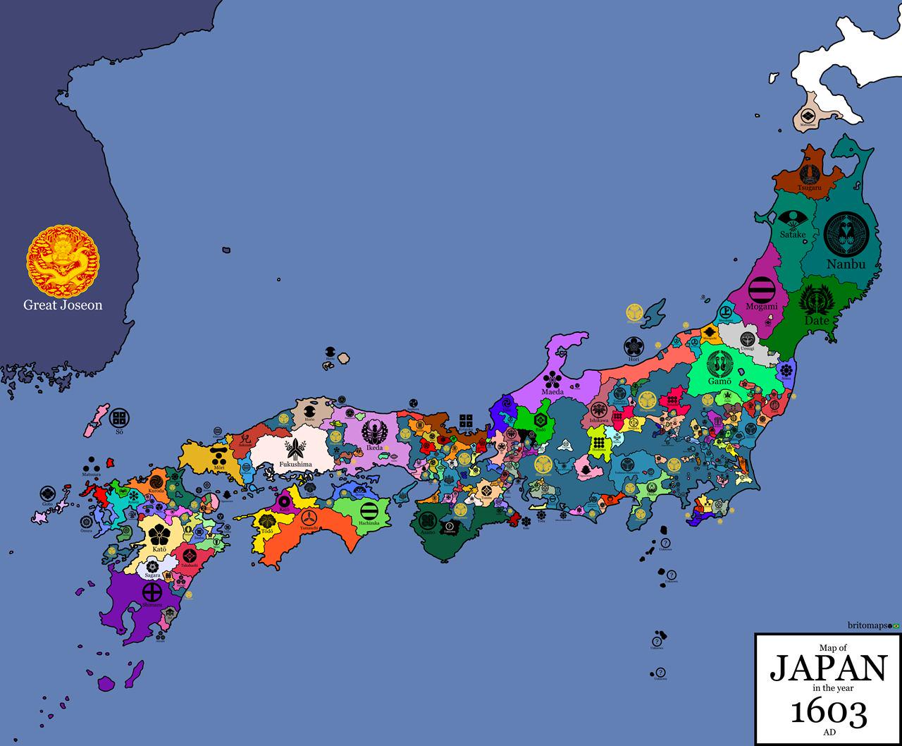 Clan Flag Map of Japan in 1603 Clan Flag Map of Japan in 1603