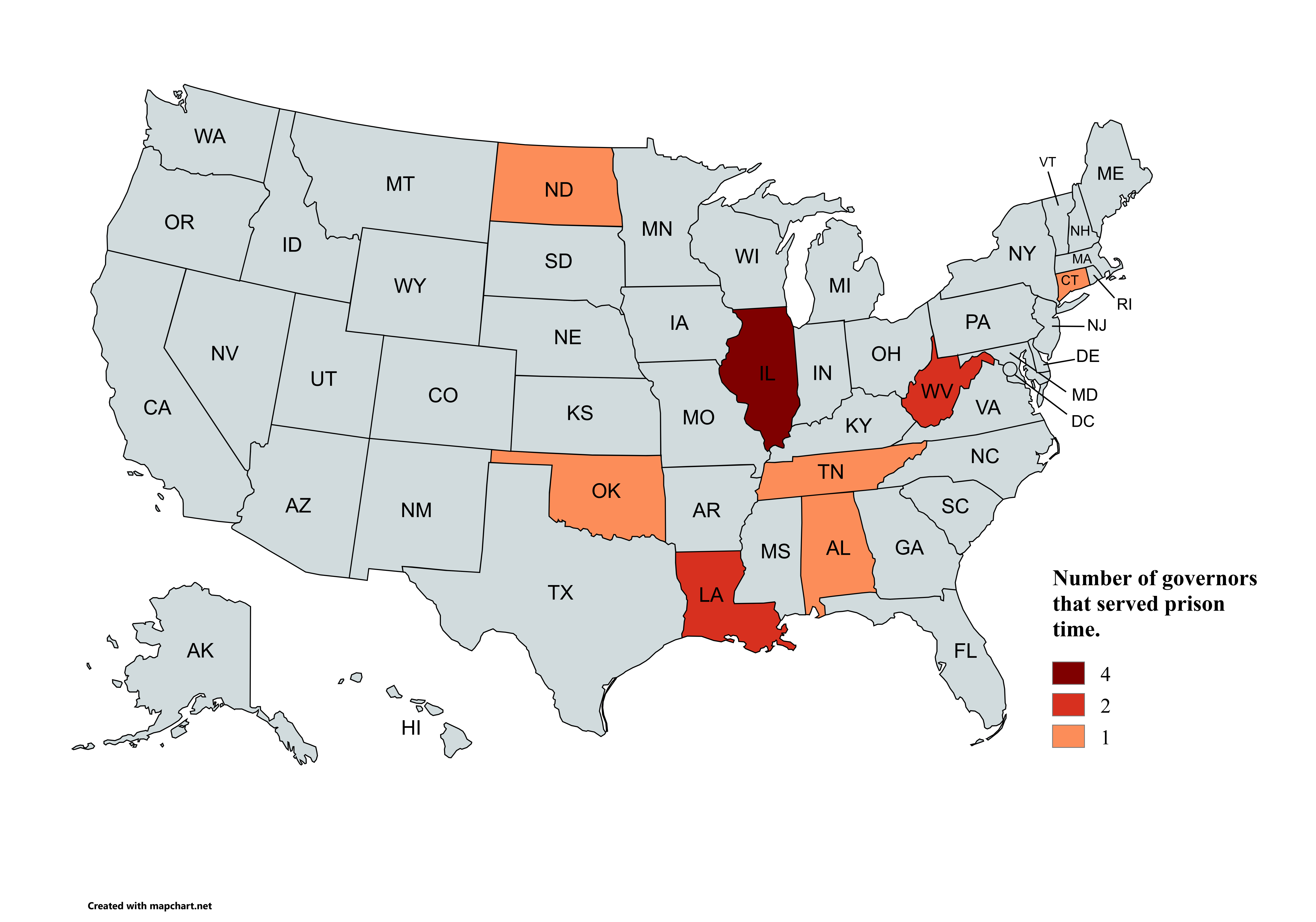 Map of Governors Who Served Prison Time Map of Governors Who Served Prison Time