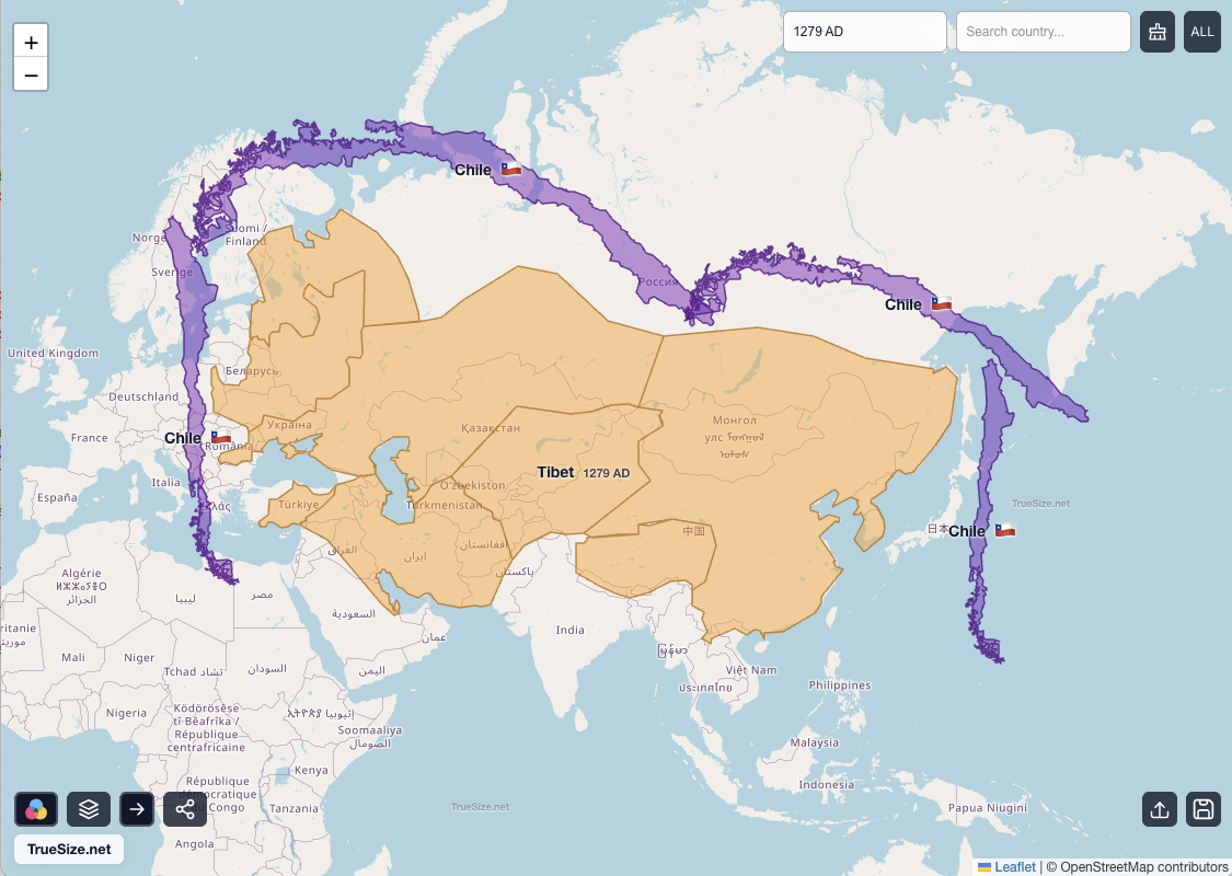 Mongol Empire Size Map in Square Chiles Mongol Empire Size Map in Square Chiles