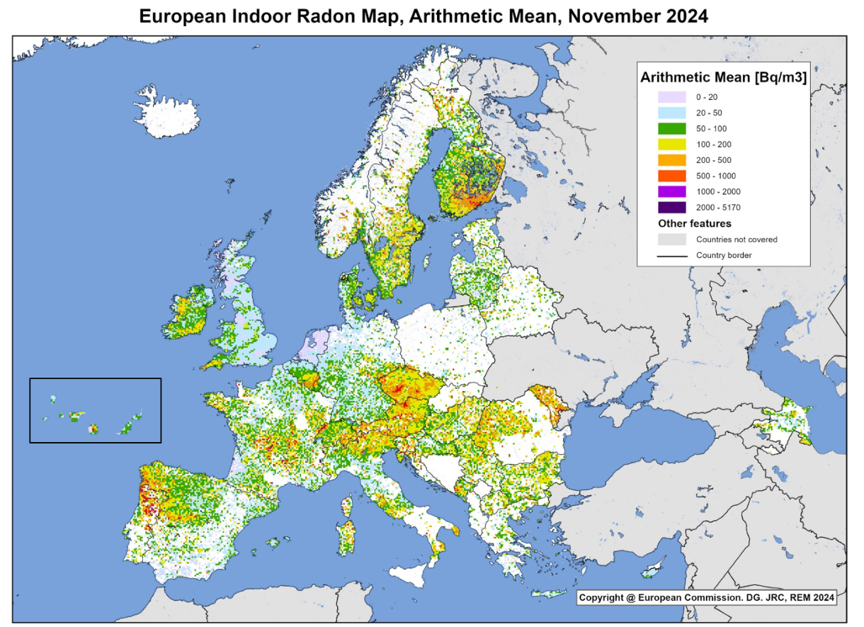 European Indoor Radon Levels Map European Indoor Radon Levels Map