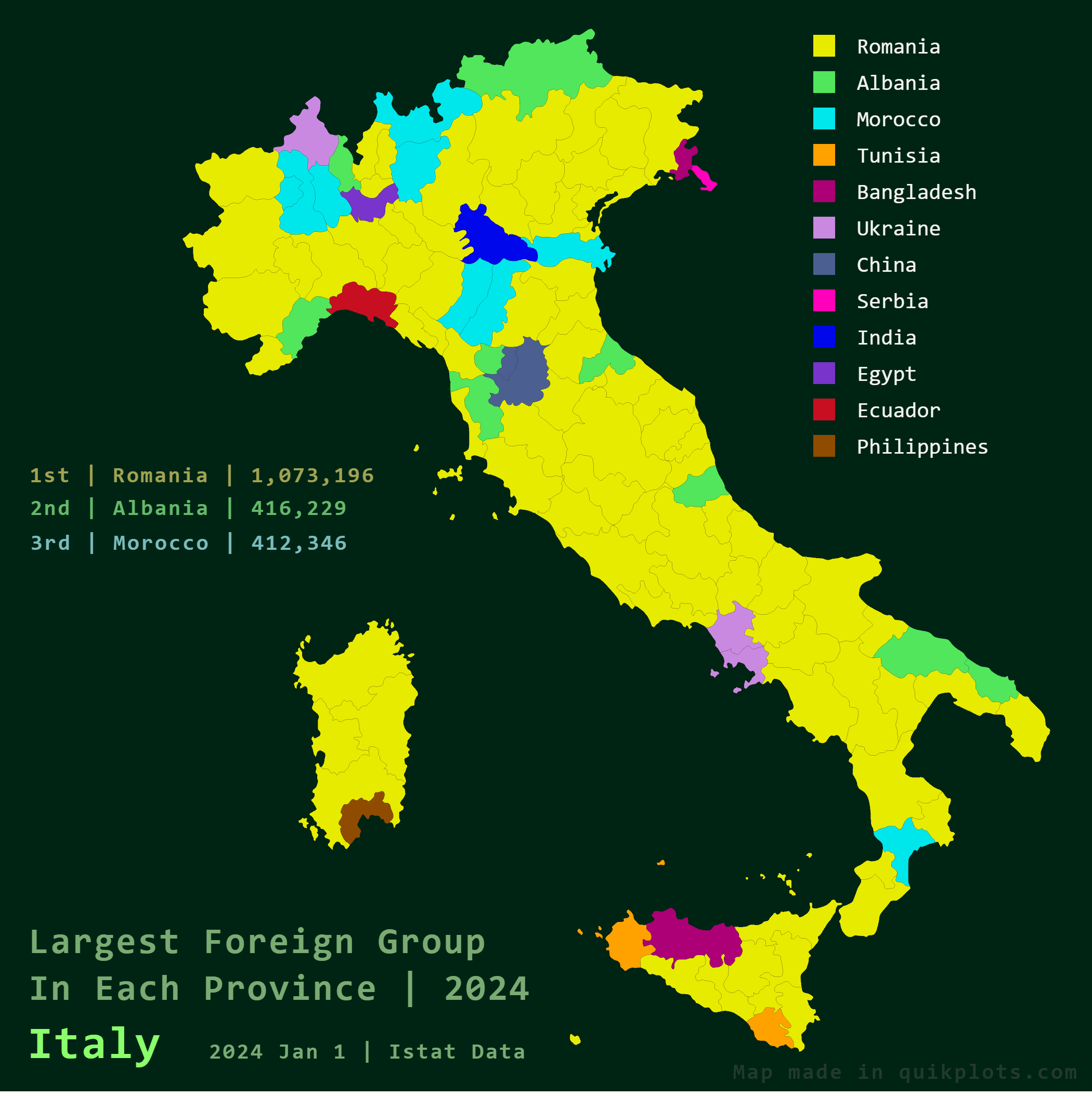 Largest Foreign Groups in Italy Map Largest Foreign Groups in Italy Map