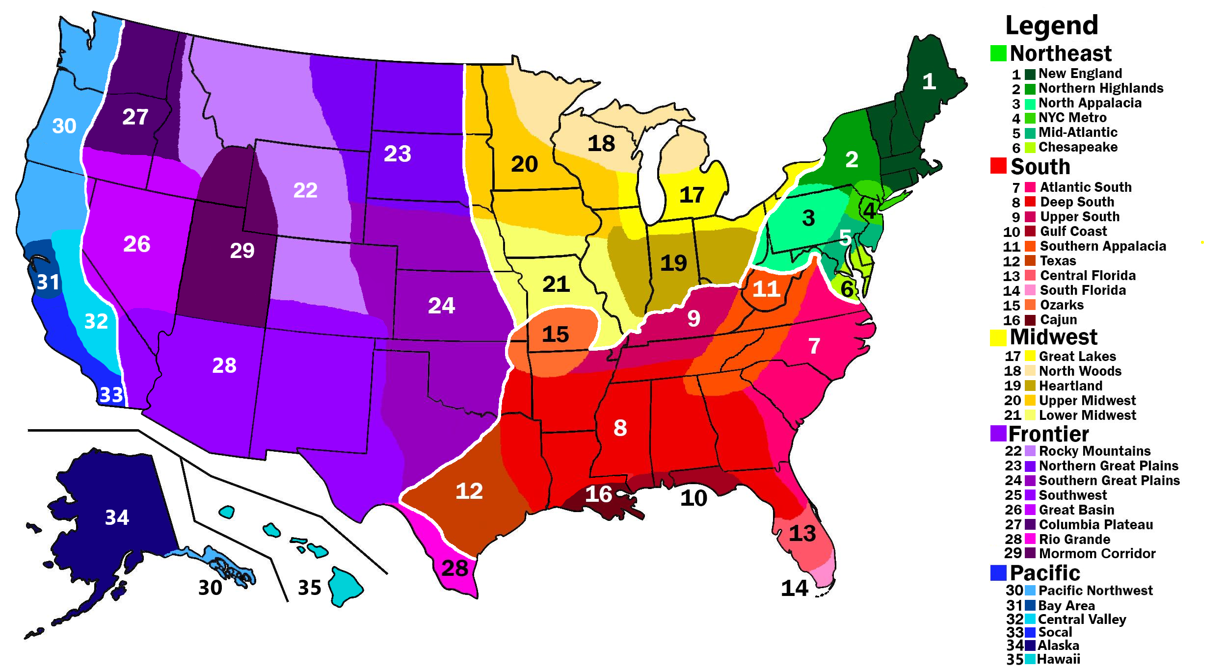 US Cultural Regions Map US Cultural Regions Map