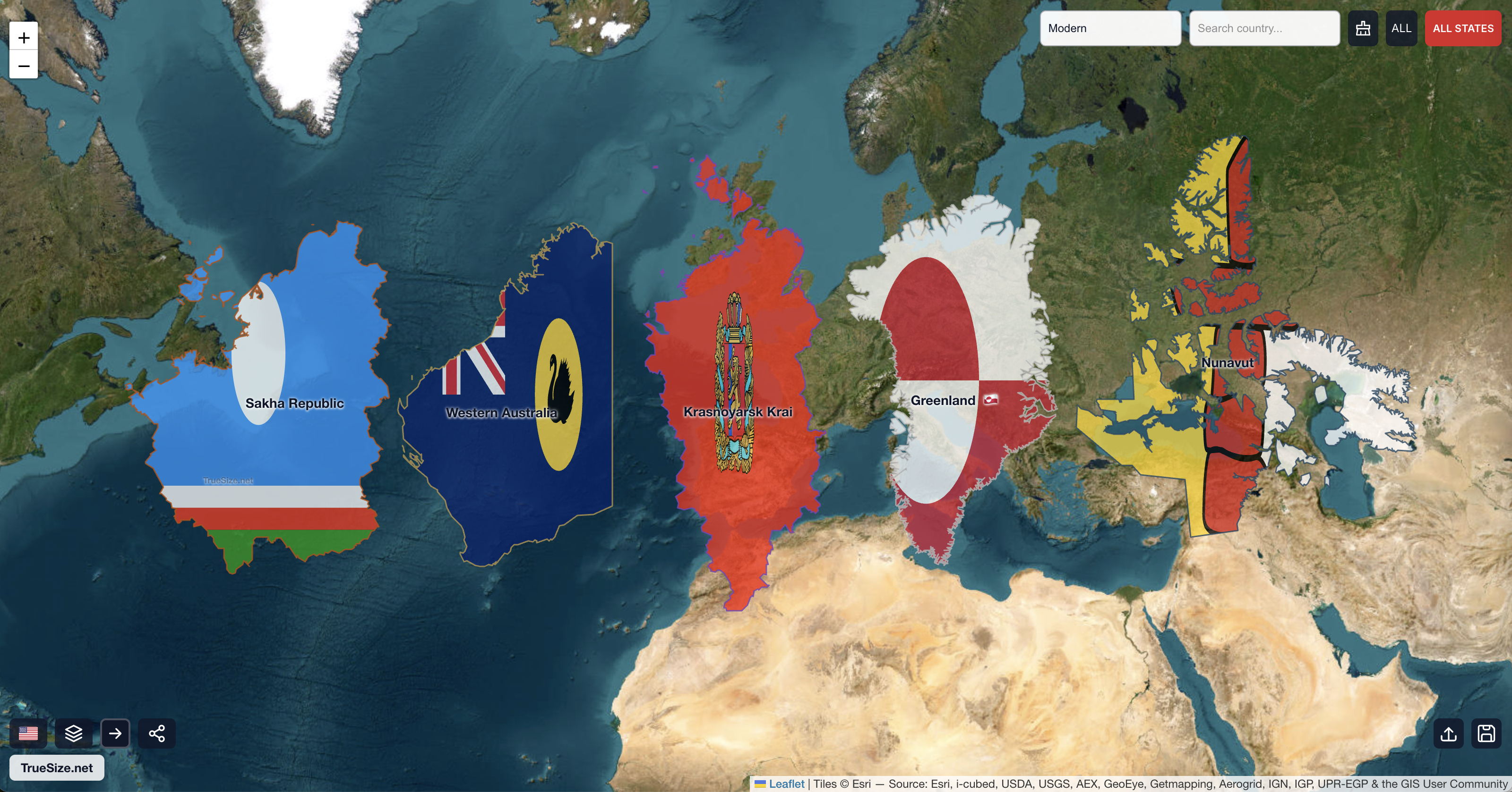 Largest Subnational Territories on Earth Map Largest Subnational Territories on Earth Map