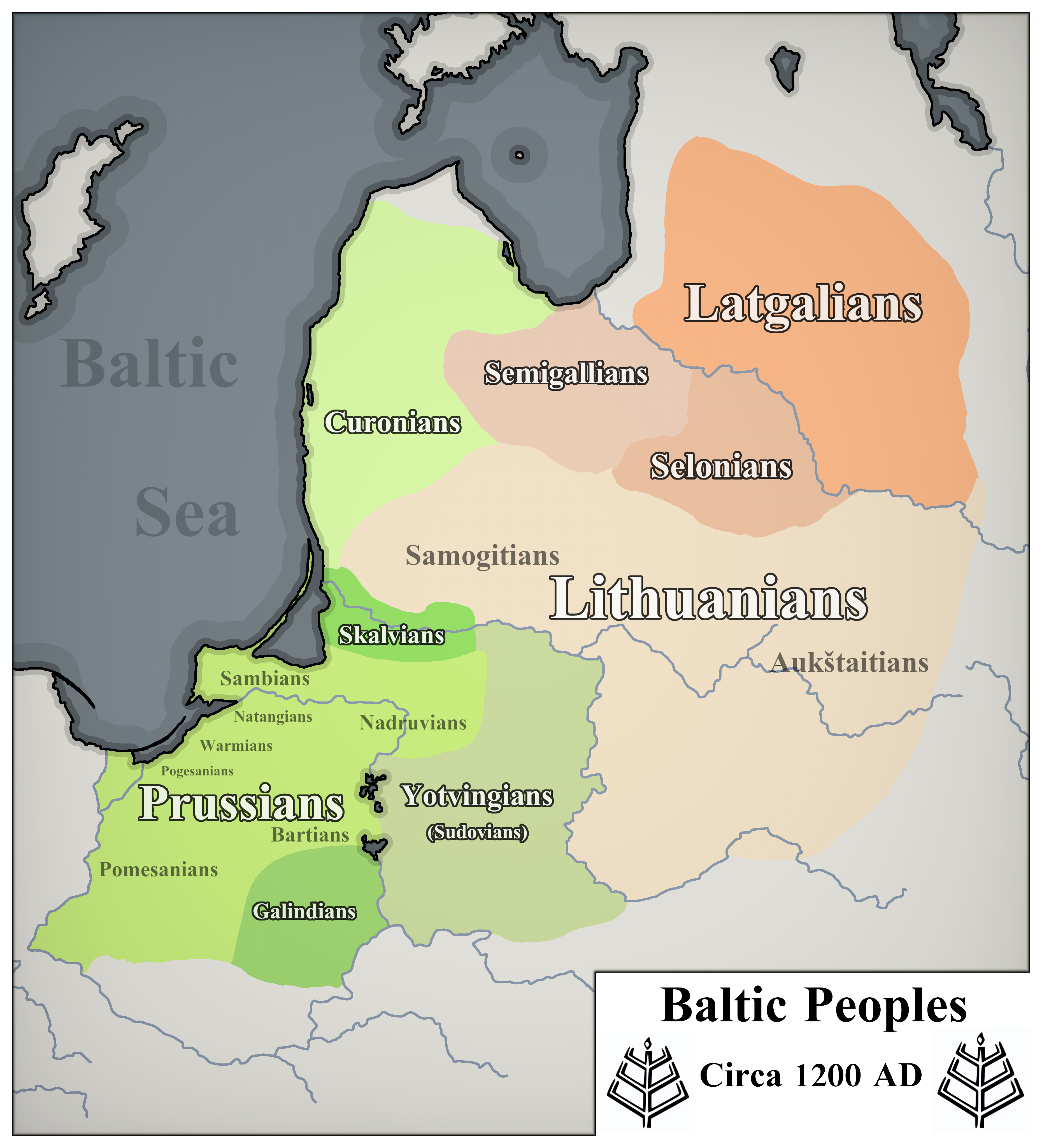 Map of Baltic Peoples Circa 1200 AD