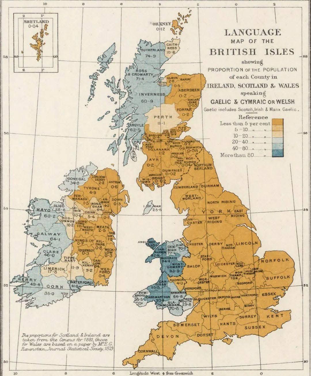 Celtic Languages Map of 1877