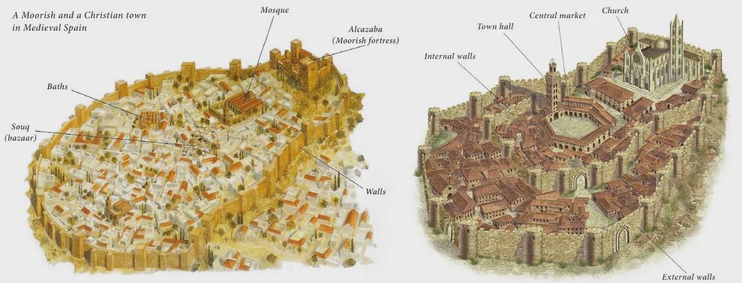Moorish and Christian Towns in Medieval Spain Map