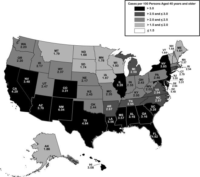 Glaucoma Prevalence Map in the USA