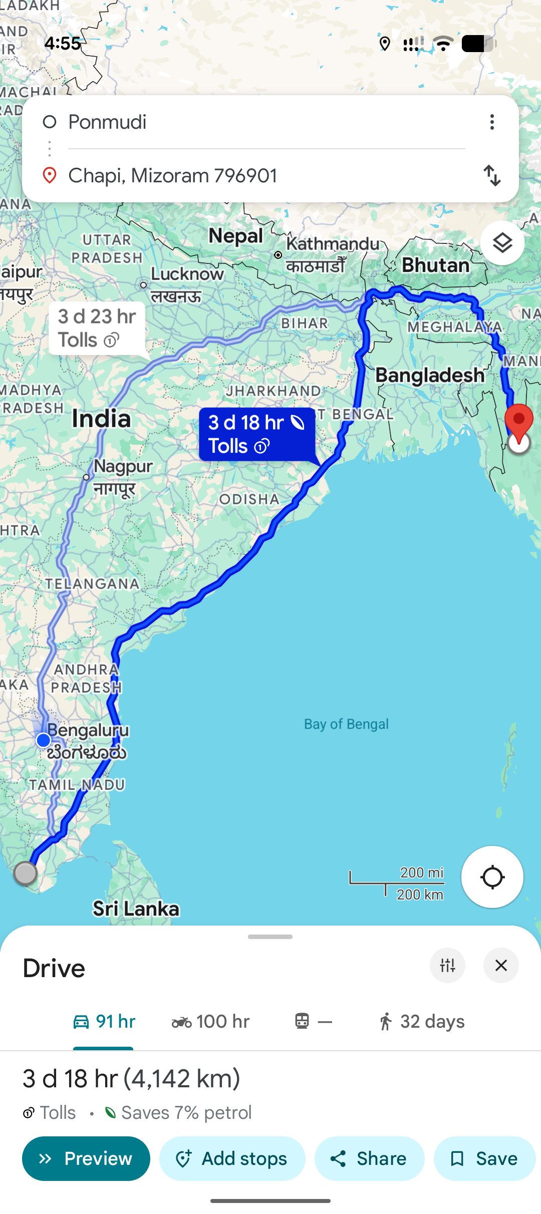 Farthest Points in Country Road Networks Map