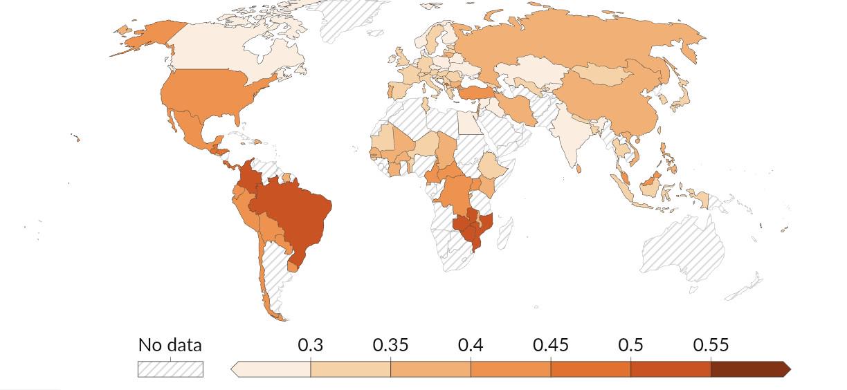 Income Inequality Gini Coefficient Map