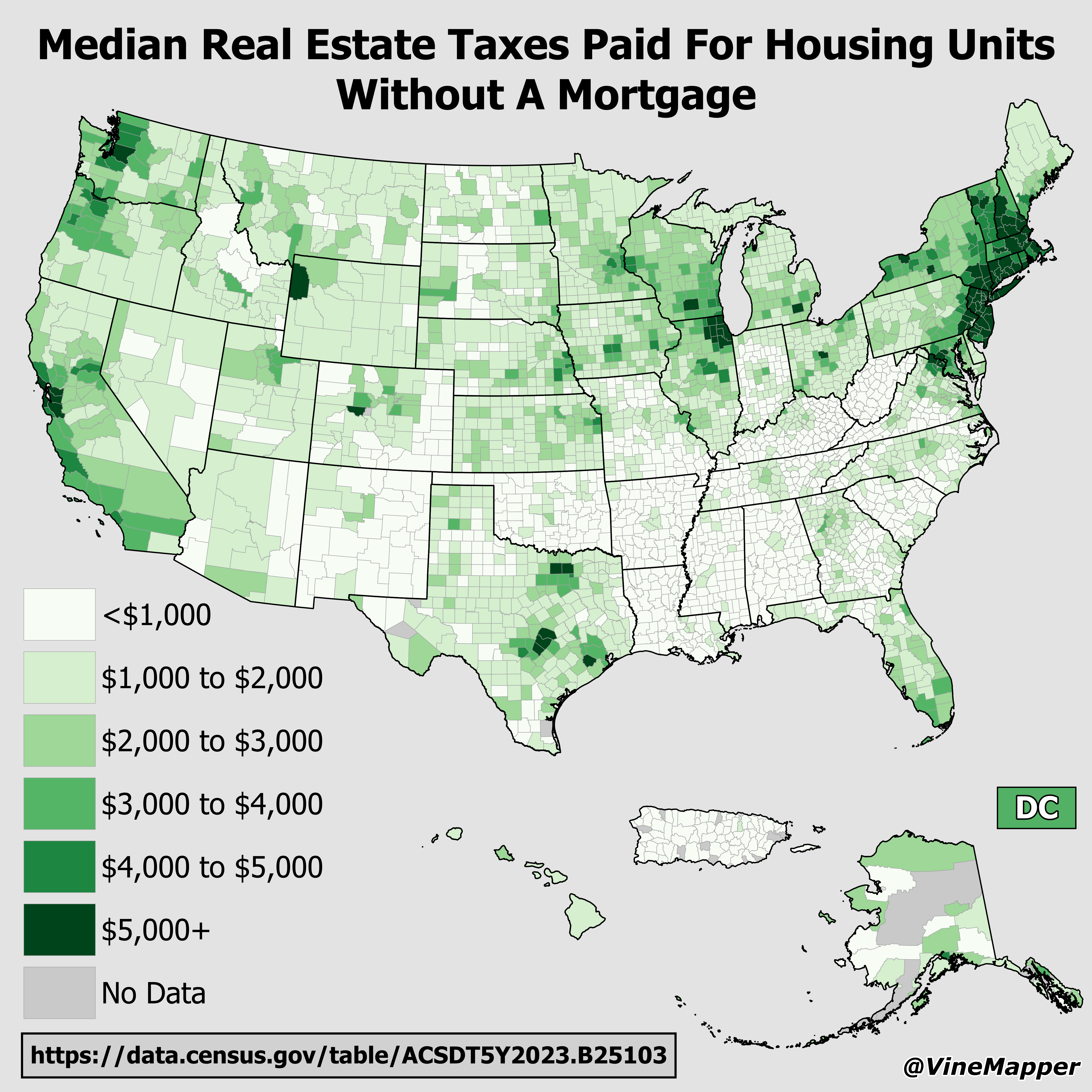 Median Real Estate Taxes Paid Map for Homes Without Mortgages Median Real Estate Taxes Paid Map for Homes Without Mortgages