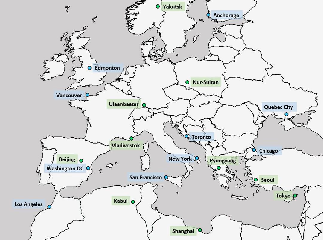 Latitude Comparison Map of Major World Cities Latitude Comparison Map of Major World Cities