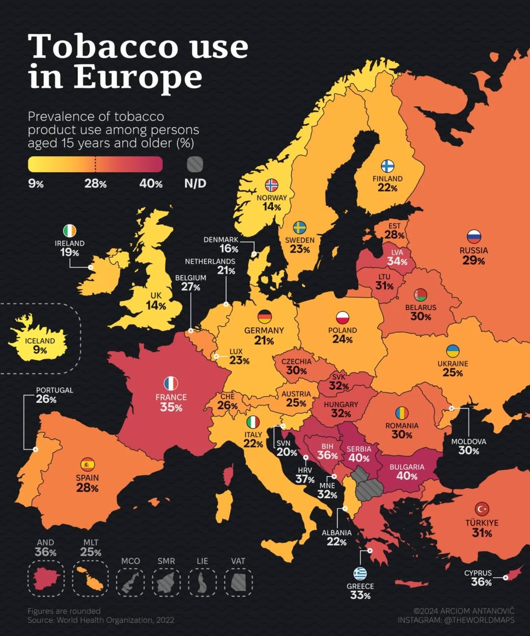 Tobacco Use in Europe Map Tobacco Use in Europe Map