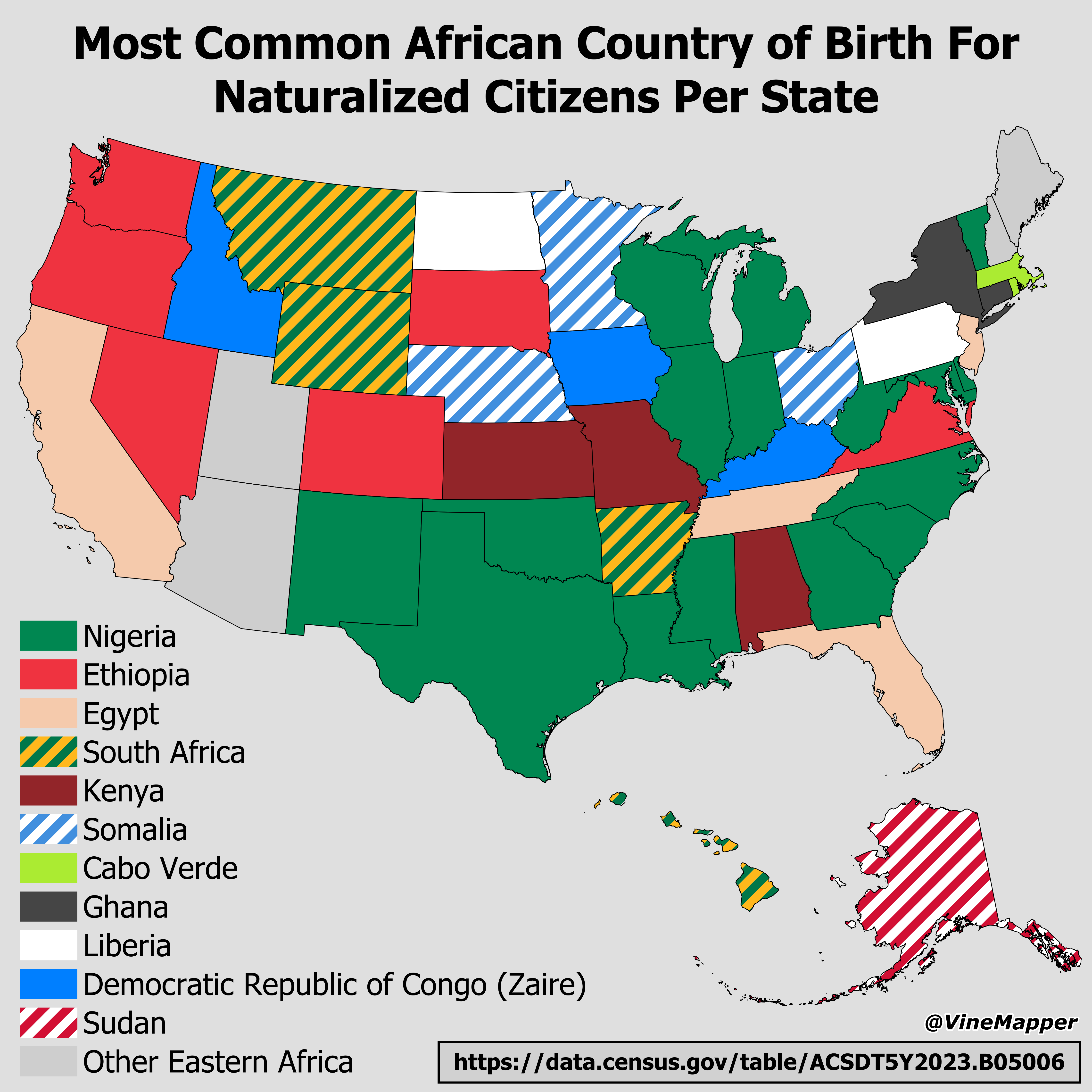 African Country of Birth for Naturalized Citizens Map African Country of Birth for Naturalized Citizens Map