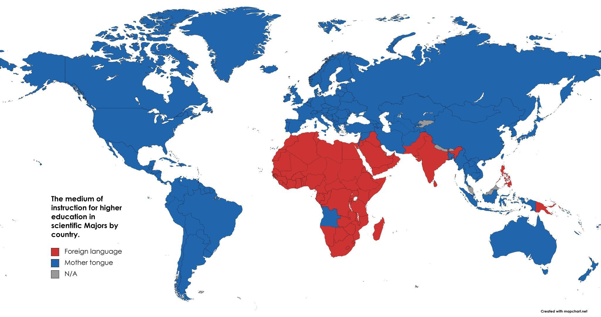 Map of Languages Used in Higher Education for Science Map of Languages Used in Higher Education for Science