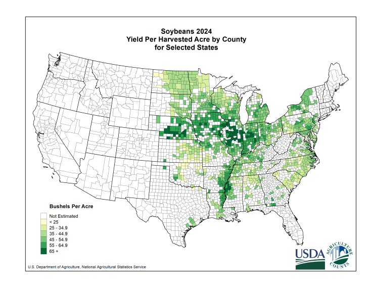 Soybean Yield Map of the US Soybean Yield Map of the US