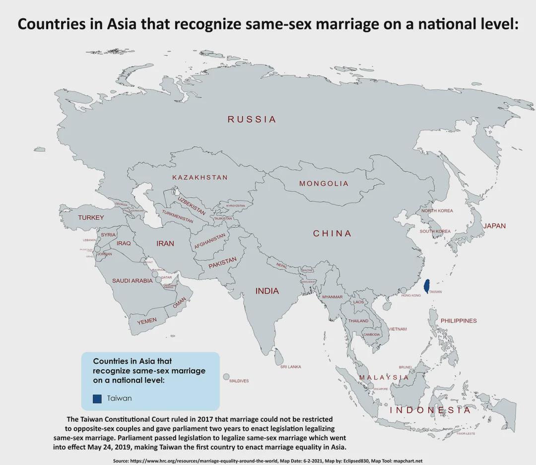 Same-Sex Marriage Recognition Map in Asia Same-Sex Marriage Recognition Map in Asia